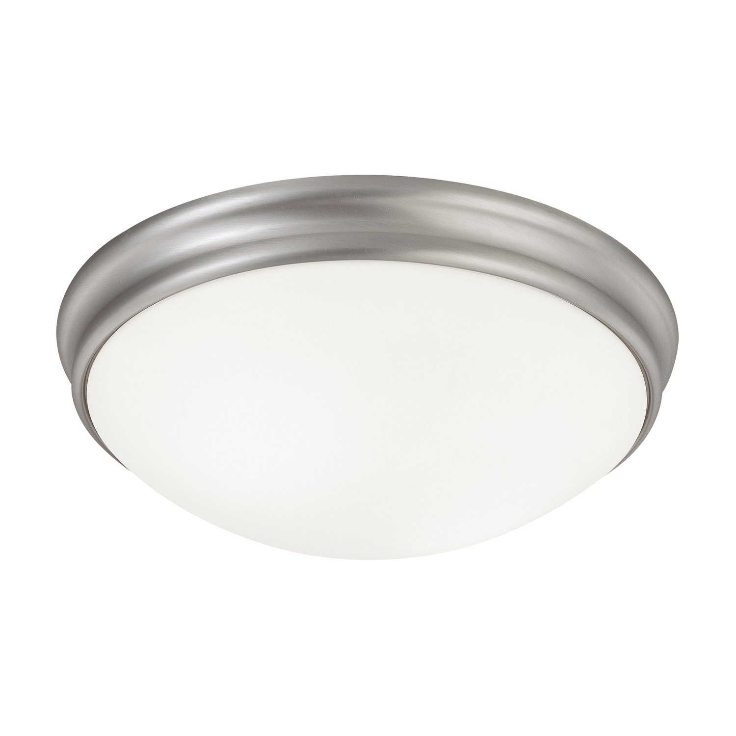 12.5" W x 4" H 2-Light Flush Mount in Matte Nickel with White Glass Shade