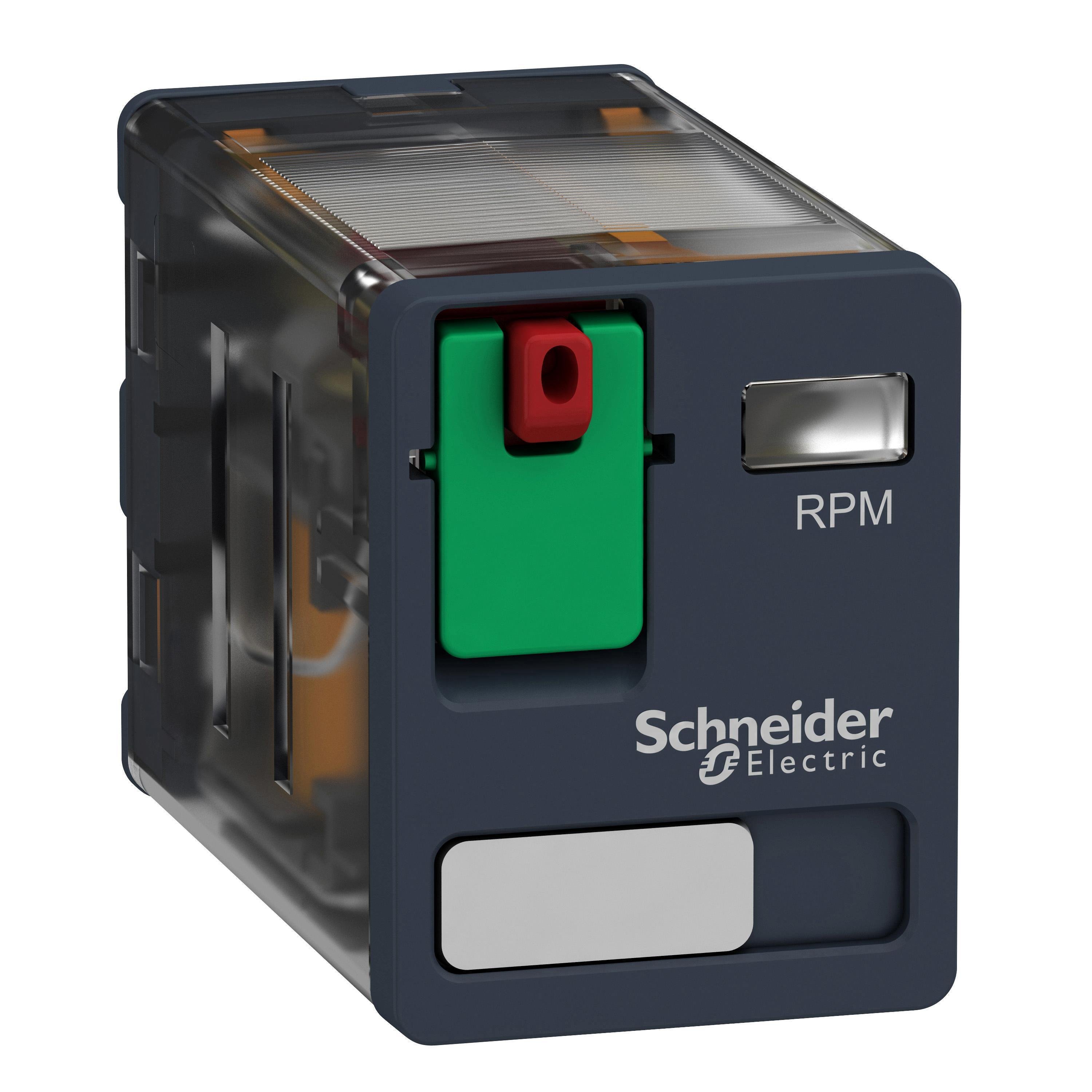 Picture of RPM21B7 - plug-in relay, Harmony electromechanical relays, 15A, 2CO, lockable test button, 24V AC