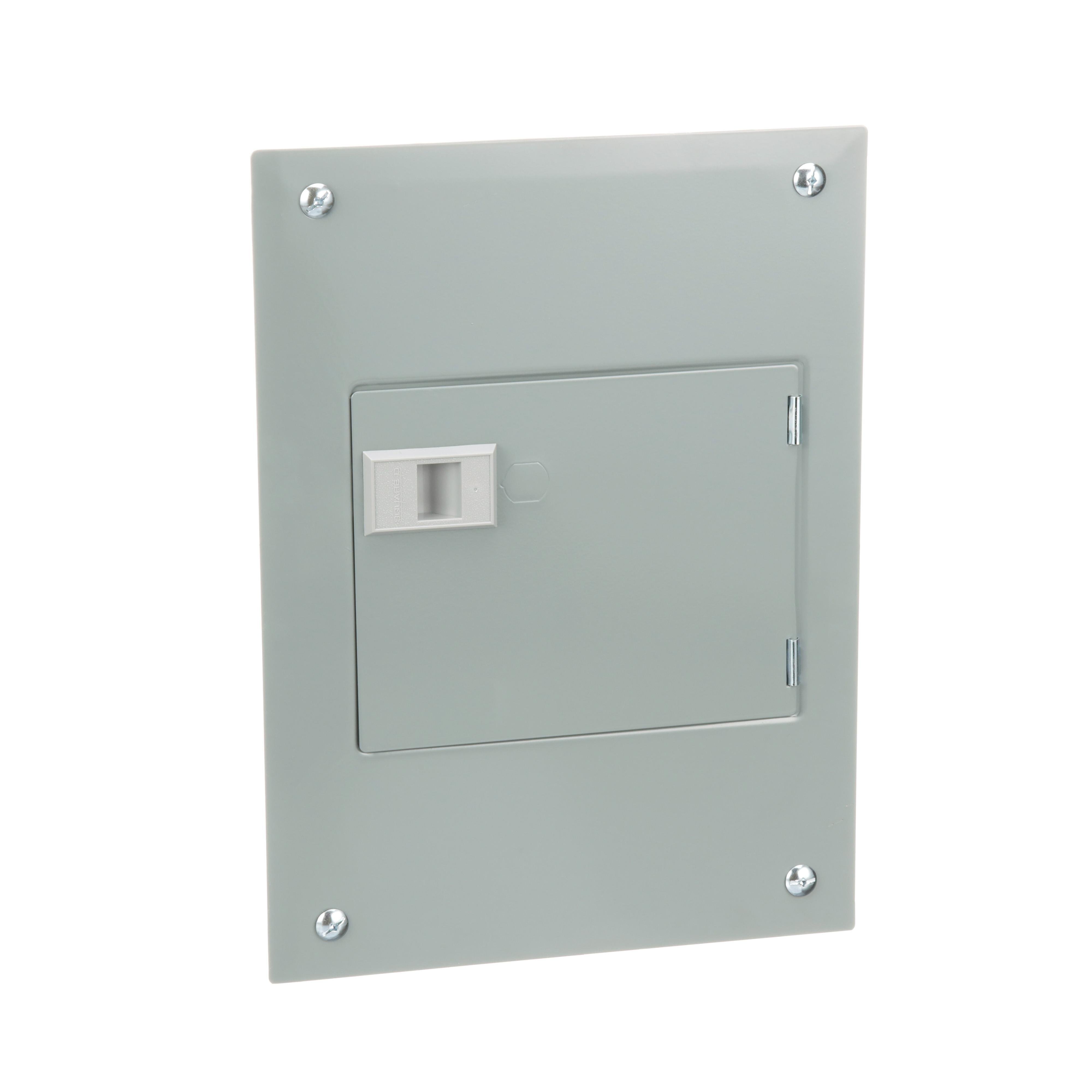 Picture of QO612L100DF - Load center, QO, 1 phase, 6 spaces, 12 circuits, 100A fixed main lugs, NEMA1, door flush cover