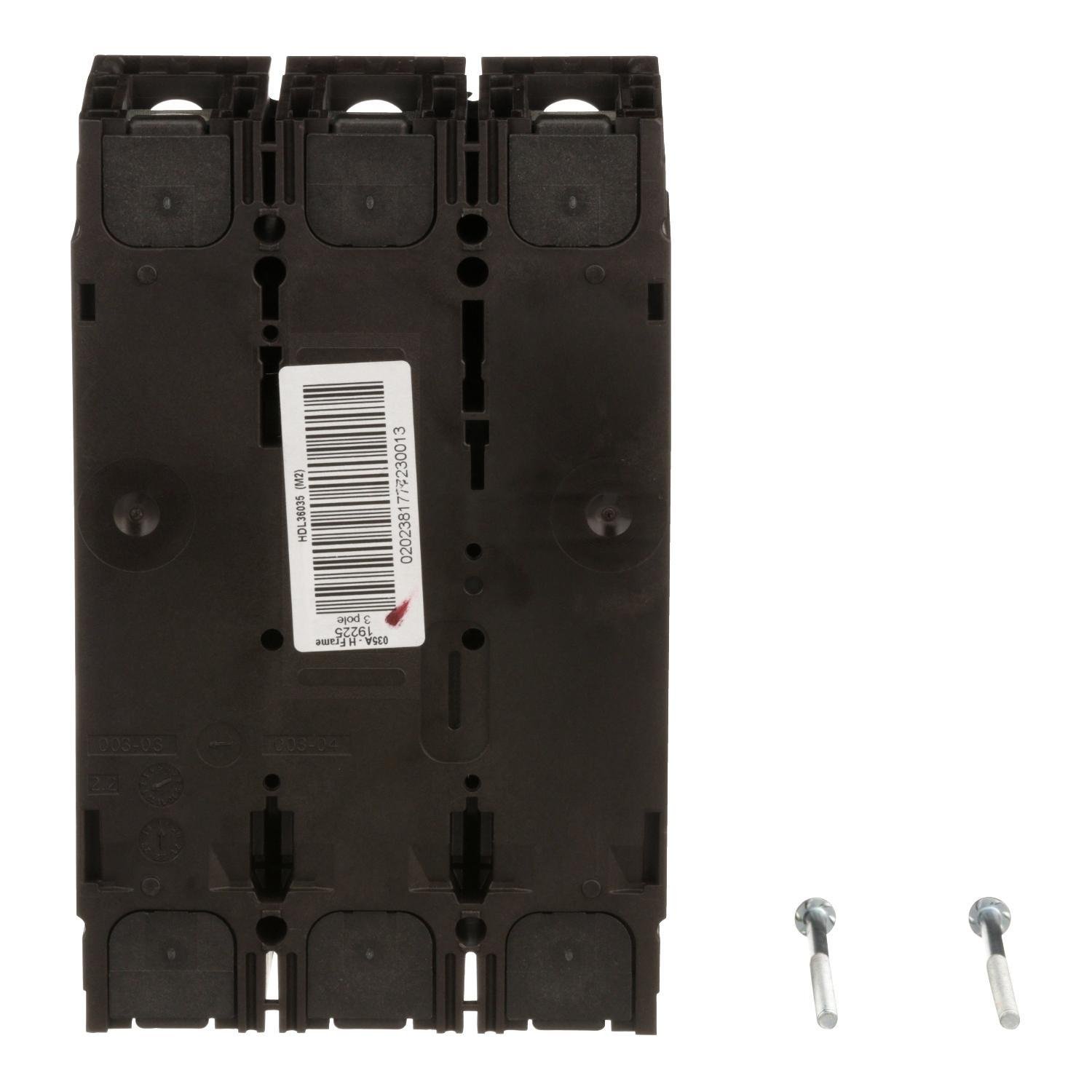 Picture of HDL36035 - Circuit breaker, PowerPacT H, 35A, 3 pole, 600VAC, 14kA, lugs, thermal magnetic, 80%