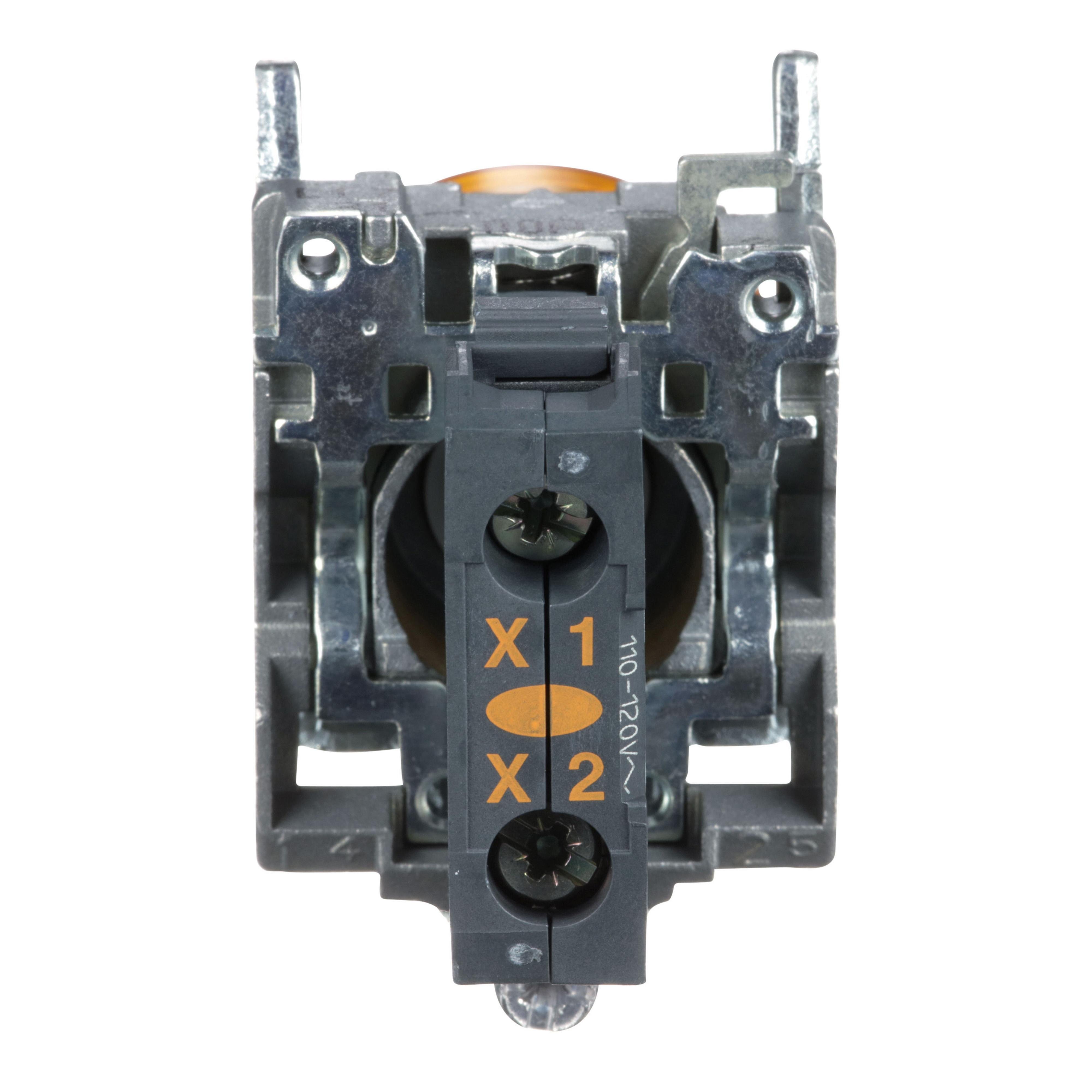 Picture of XB4BVG5 - Pilot light, Harmony XB4,metal, orange, 22mm, universal LED, plain lens, 110…120V AC