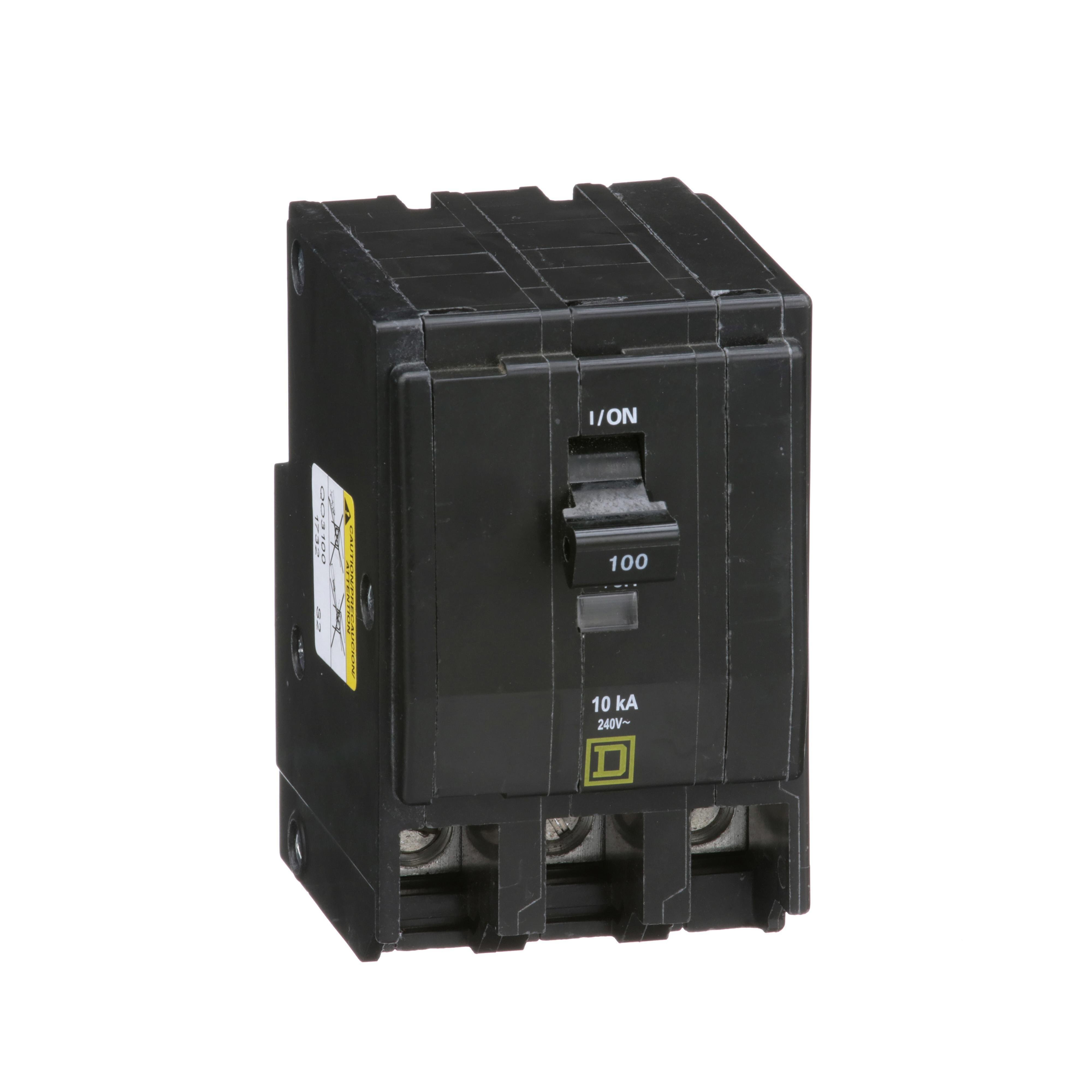 Picture of QO3100CP - Mini circuit breaker, QO, 100A, 3 pole, 120/240VAC, 10kA, plug in, consumer pack