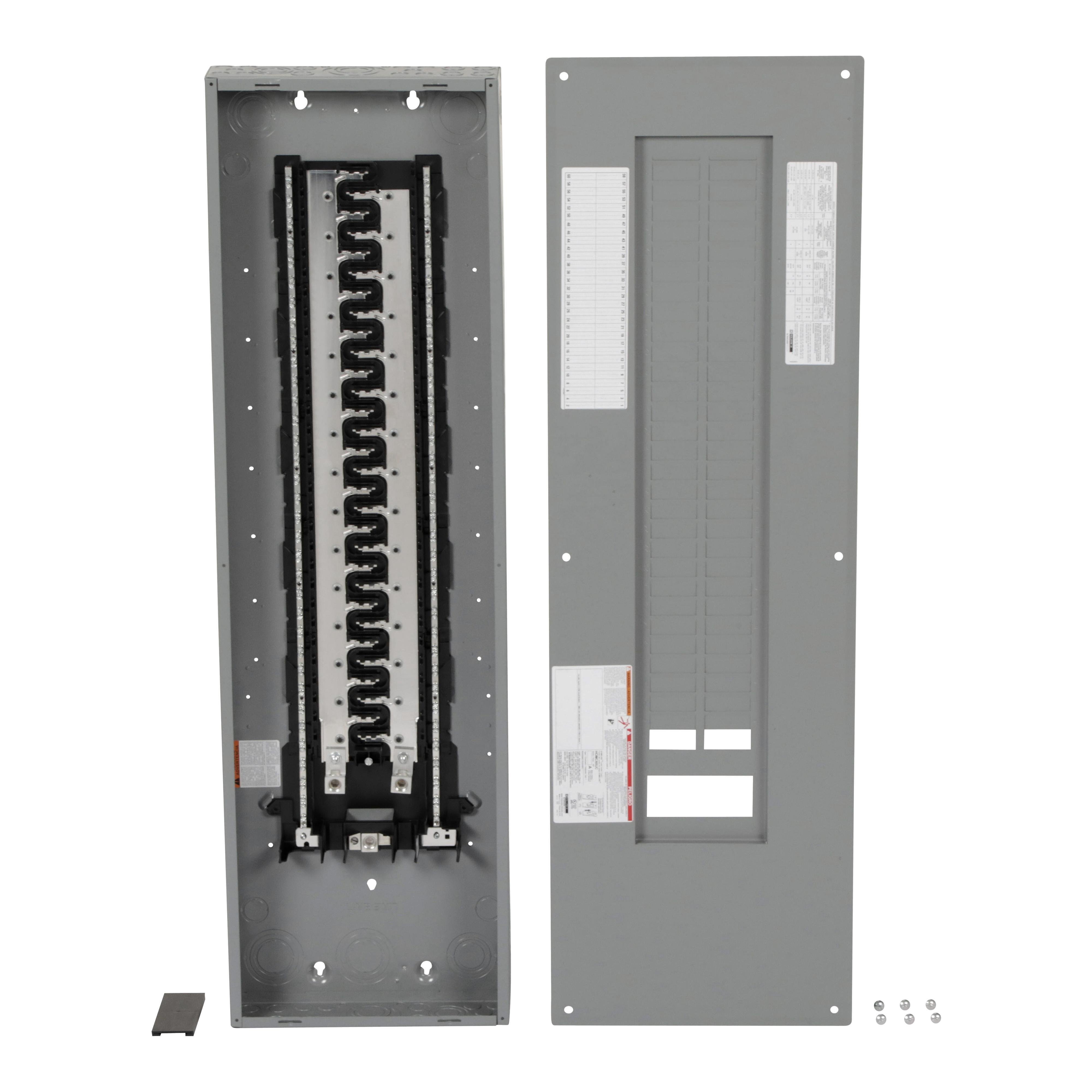 Picture of HOM60120L225PC - Load center, Homeline, 1 phase, 60 spaces, 120 circuits, 225A convertible main lugs, PoN, NEMA1, combo cover