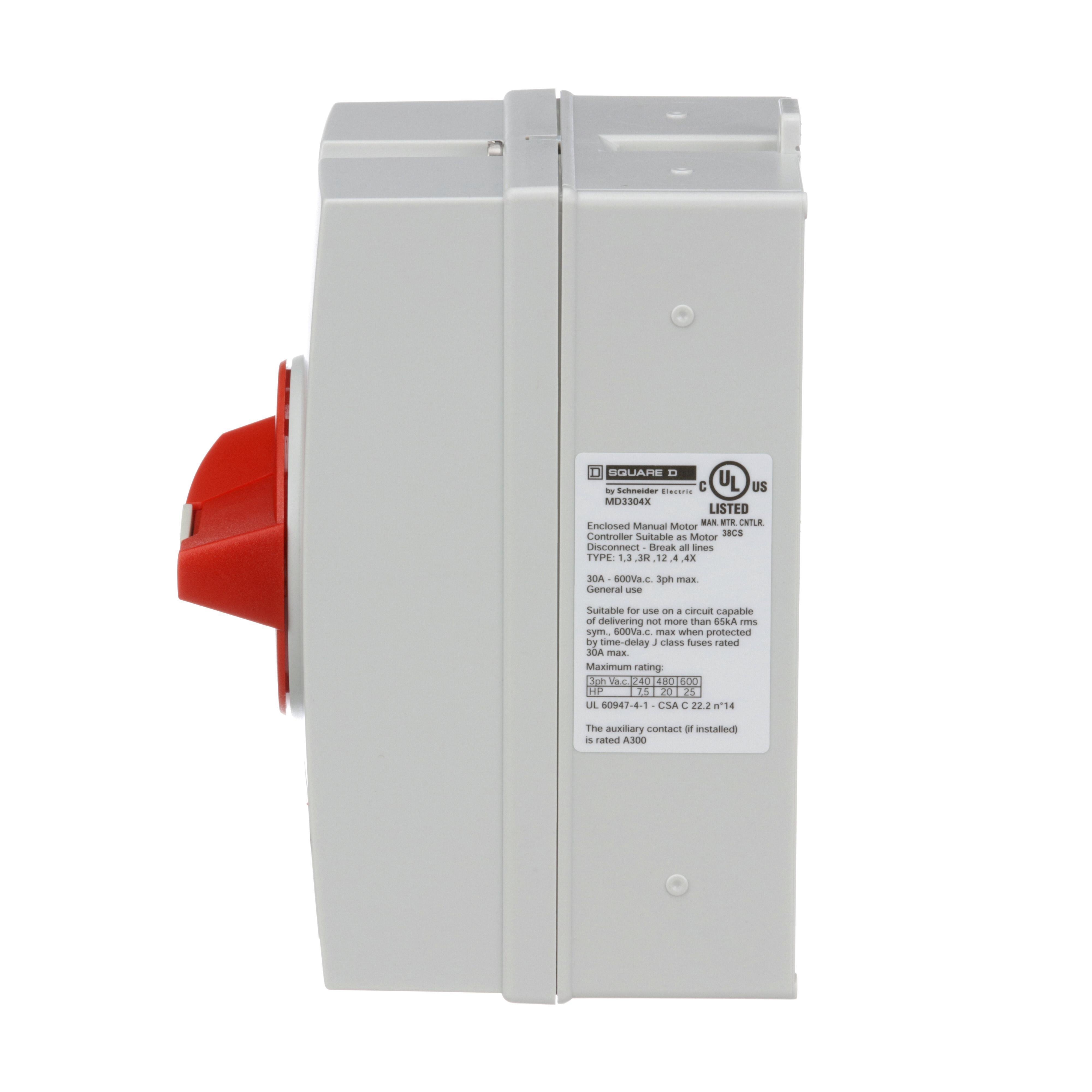 Picture of MD3304X - Motor disconnect switch, 3P, 30A, NEMA 1, 3, 3R, 4, 4X and 12 enclosure