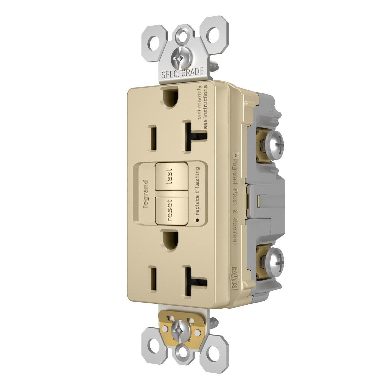 Picture of 2097-I - radiant® 20A Duplex Self-Test GFCI Receptacles with SafeLock® Protection, Ivory