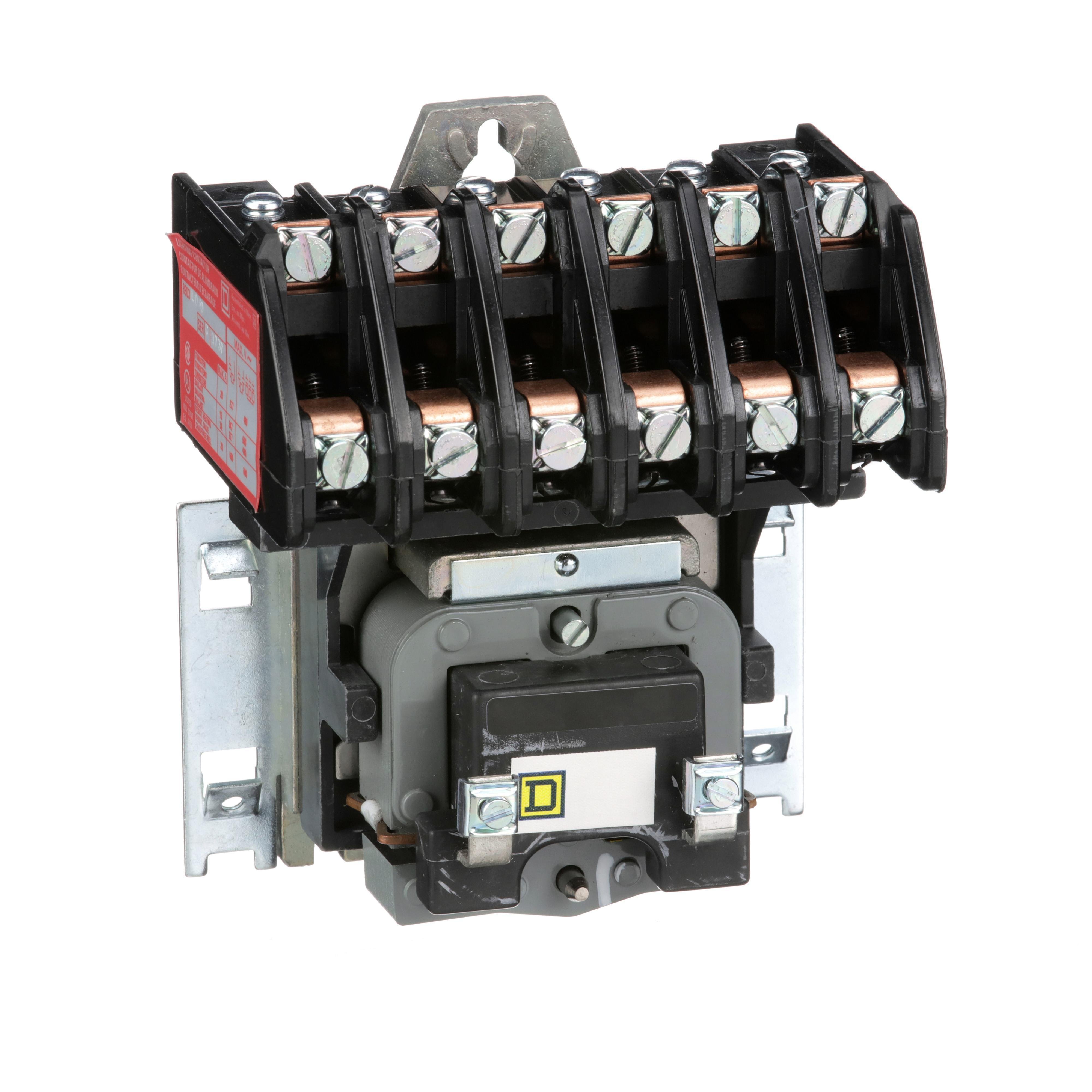 Picture of 8903LO60V04 - Contactor, Type L, multipole lighting, electrically held, 30A, 6 pole, 600V, 277VAC 60Hz coil, open style [TAA]