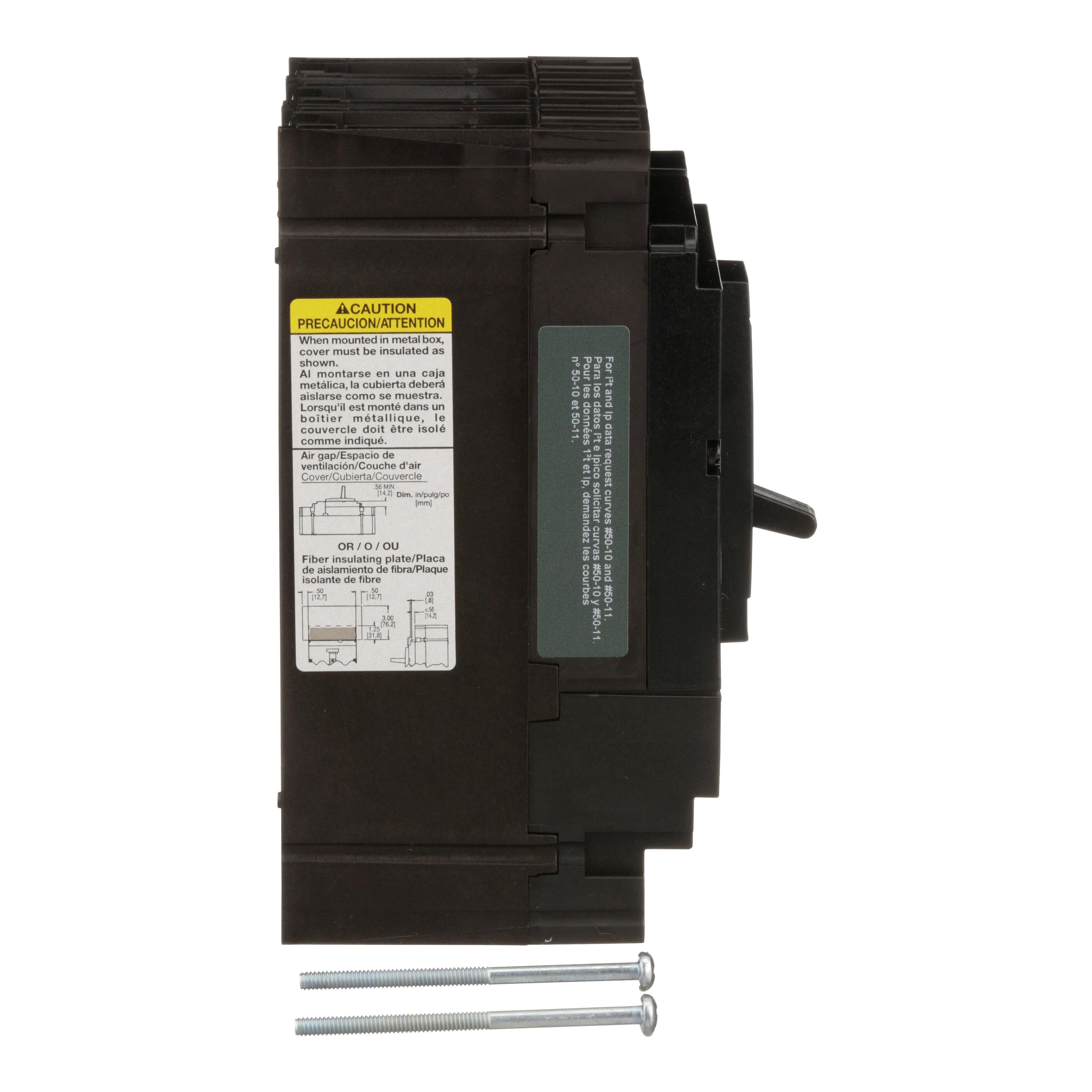 Picture of HLL36050 - Circuit breaker, PowerPacT H, 50A, 3 pole, 600VAC, 50kA, lugs, thermal magnetic, 80%