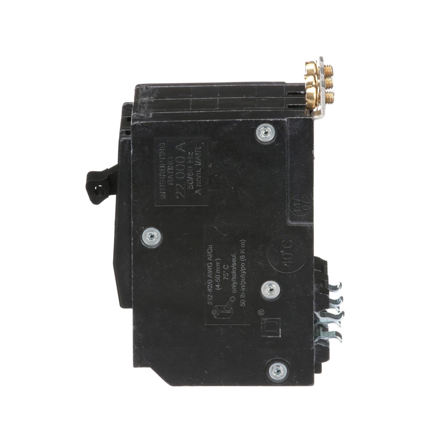 Picture of QOB3100VH - Mini circuit breaker, QO, 100A, 3 pole, 120/240VAC, 22kA, bolt on