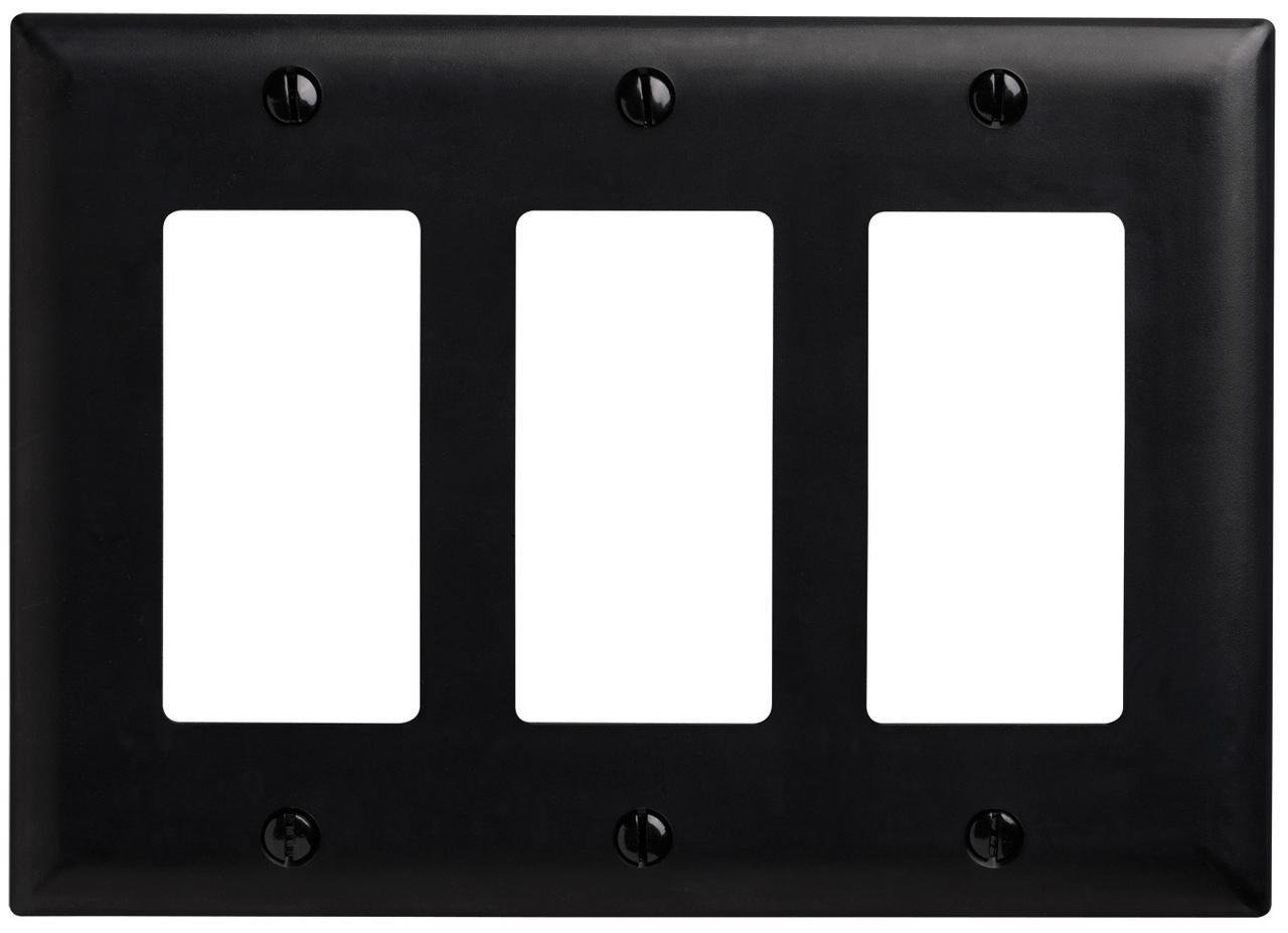 TP263-BK - TradeMaster® 3-Gang Nylon Wall Plate, 3 Decorator Openings, Black
