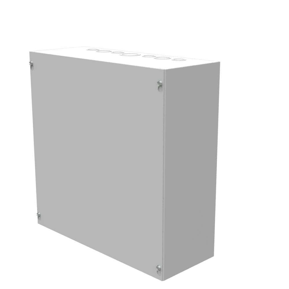 16166-SC1 - 16x6x16 Screw Cover Type 1 UL Listed Steel Knockouts ANSI 61 Gray Cover With Teardrop Slots Mounting Holes In Back