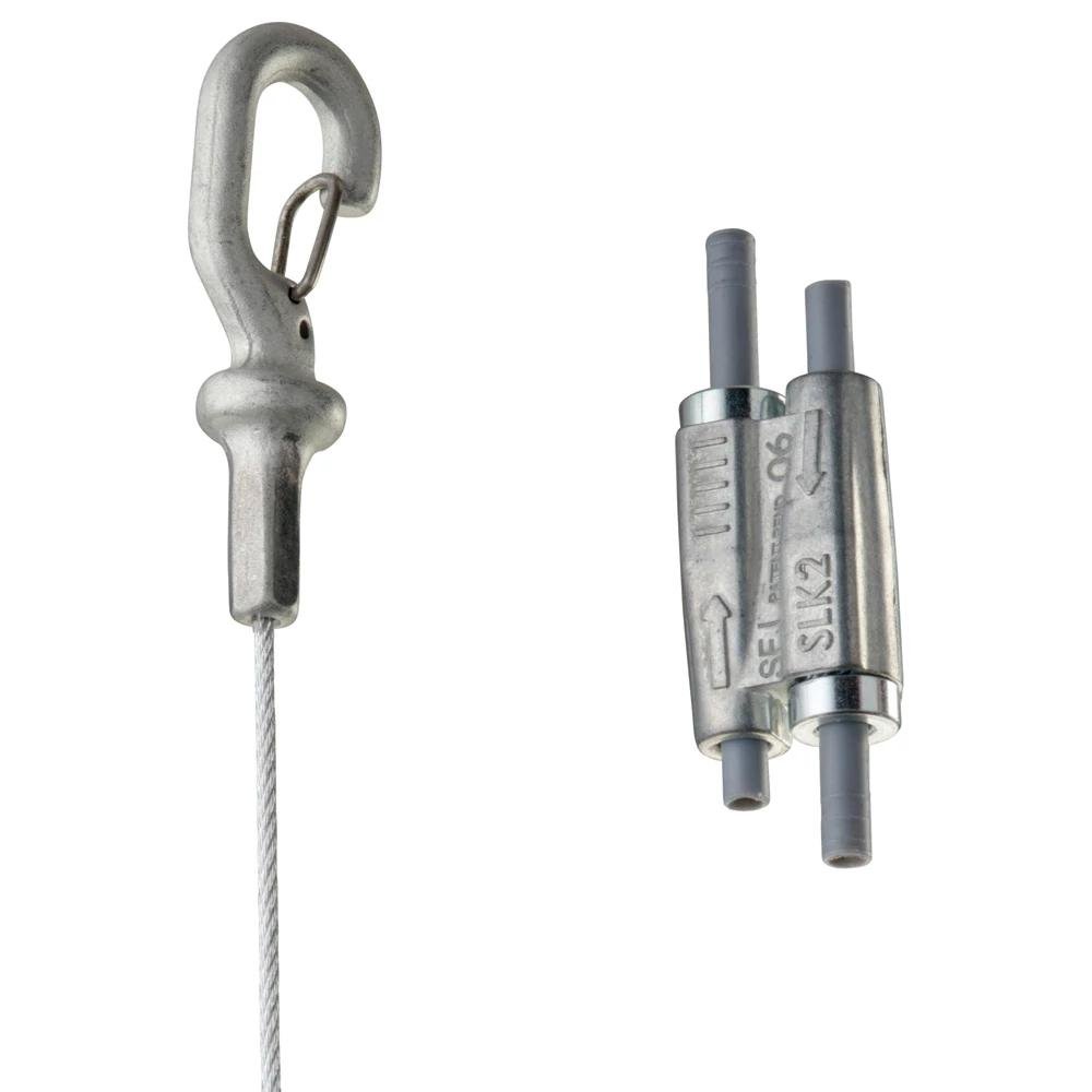 SLK15L1 - Tool-free 1.5mm Wire Rope Hanger Kit with Hook End-Fitting - 3.3' Long - 44LB