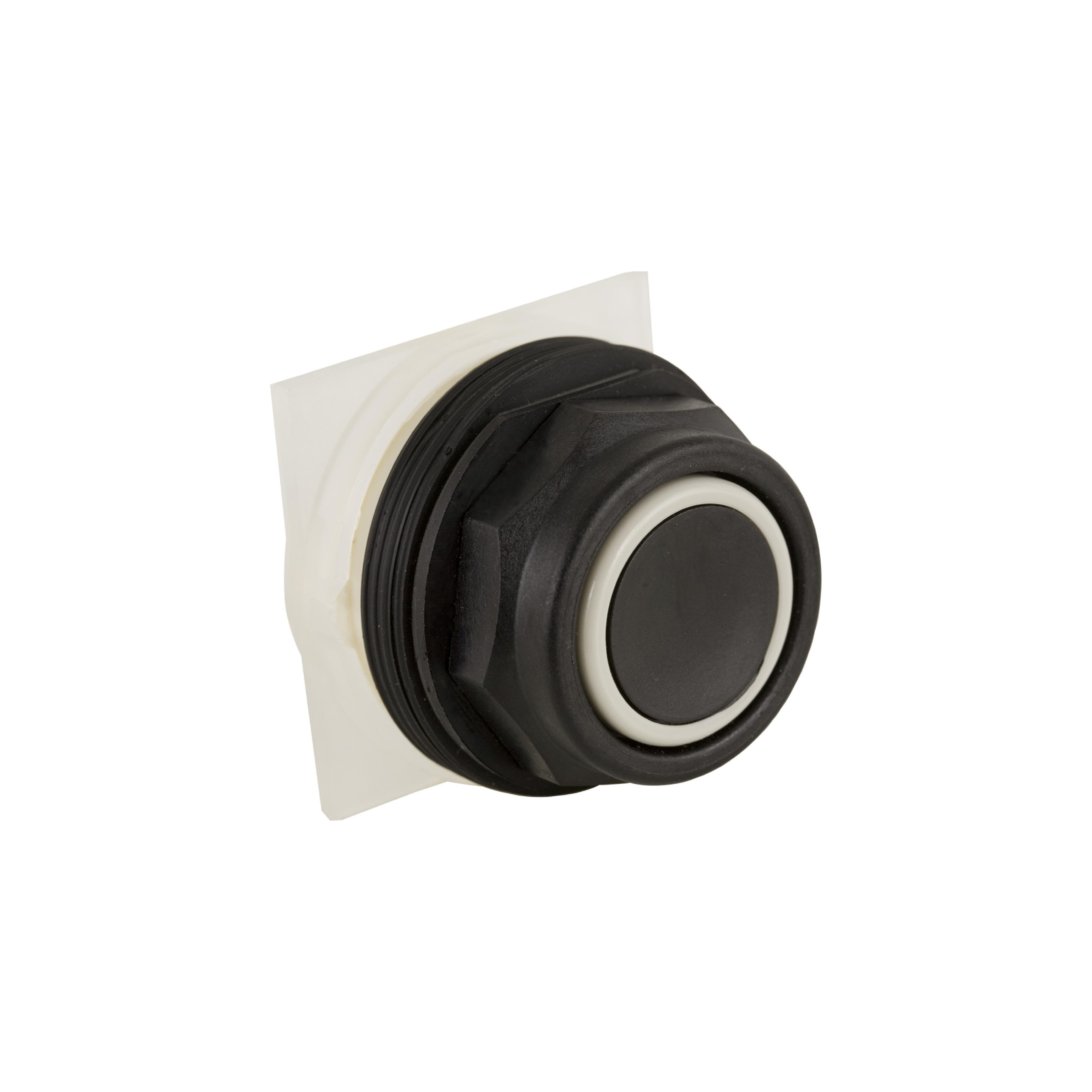 9001SKR1B - Push button head, Harmony 9001SK, plastic, flush, black, 30mm, spring return
