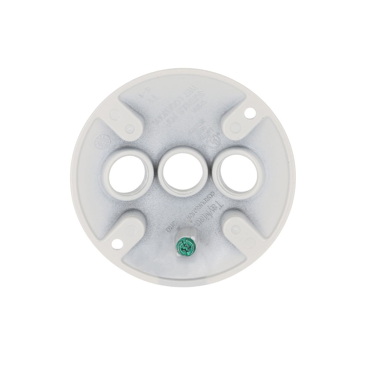 Picture of 5197-1 - Round Weatherproof Cluster Cover, Three 1/2 in. Threaded Outlets, White