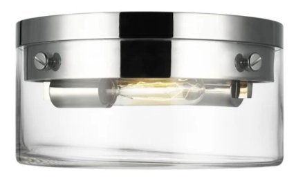 CF1002PN - Garrett Medium Flush Mount Polished Nickel Finish With Clear Glass Shade (CF1002PN)