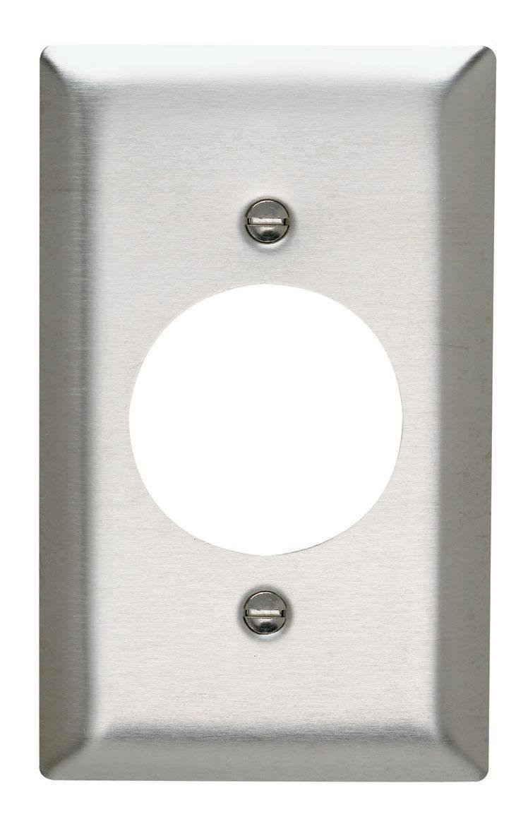 1-Gang 302/304 Stainless Steel Wall Plate, Power Outlet Receptacle Openings