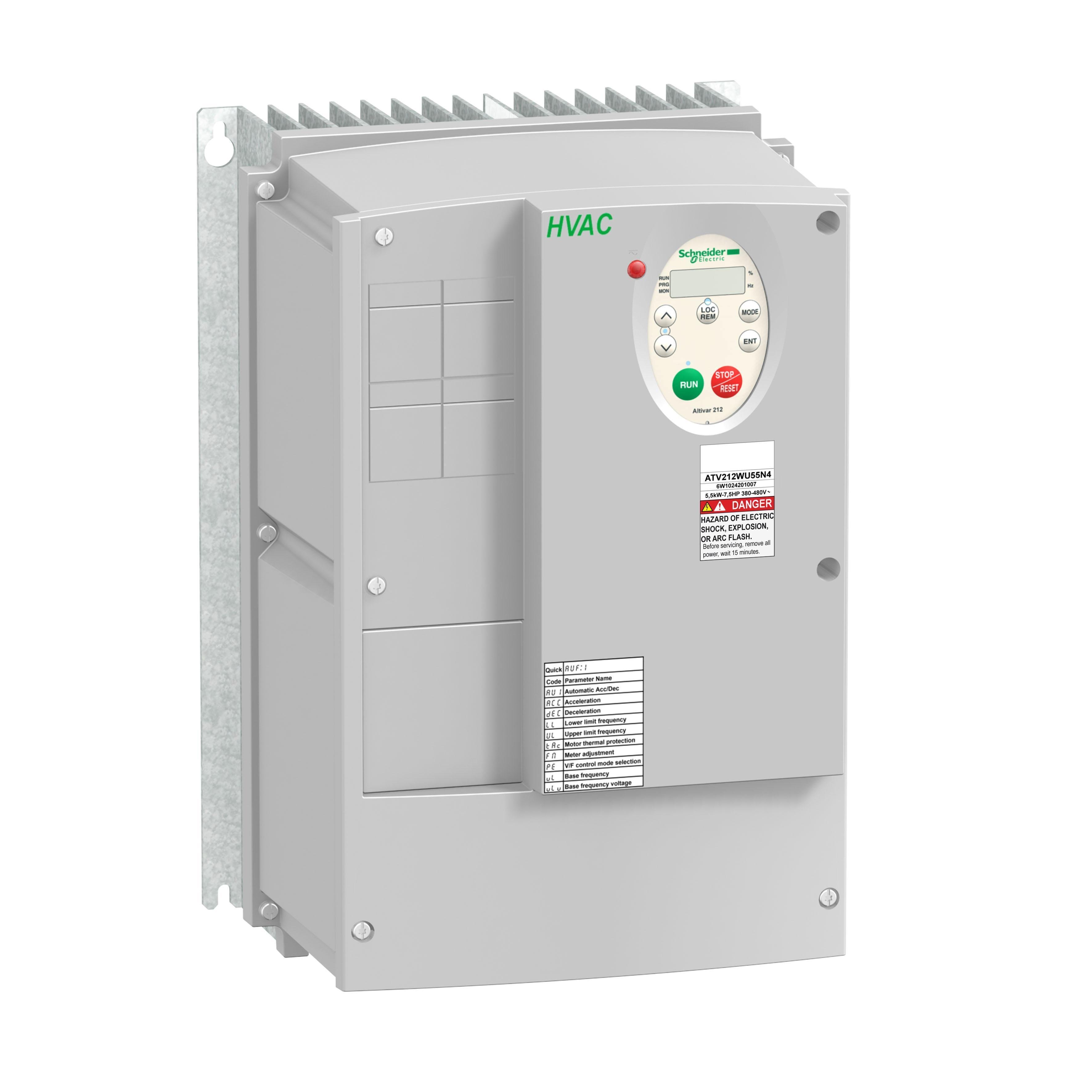 ATV212WU75N4 - variable speed drive, Altivar 212, 7.5kW, 10hp, 480V, 3 phases, with EMC class C2, IP55
