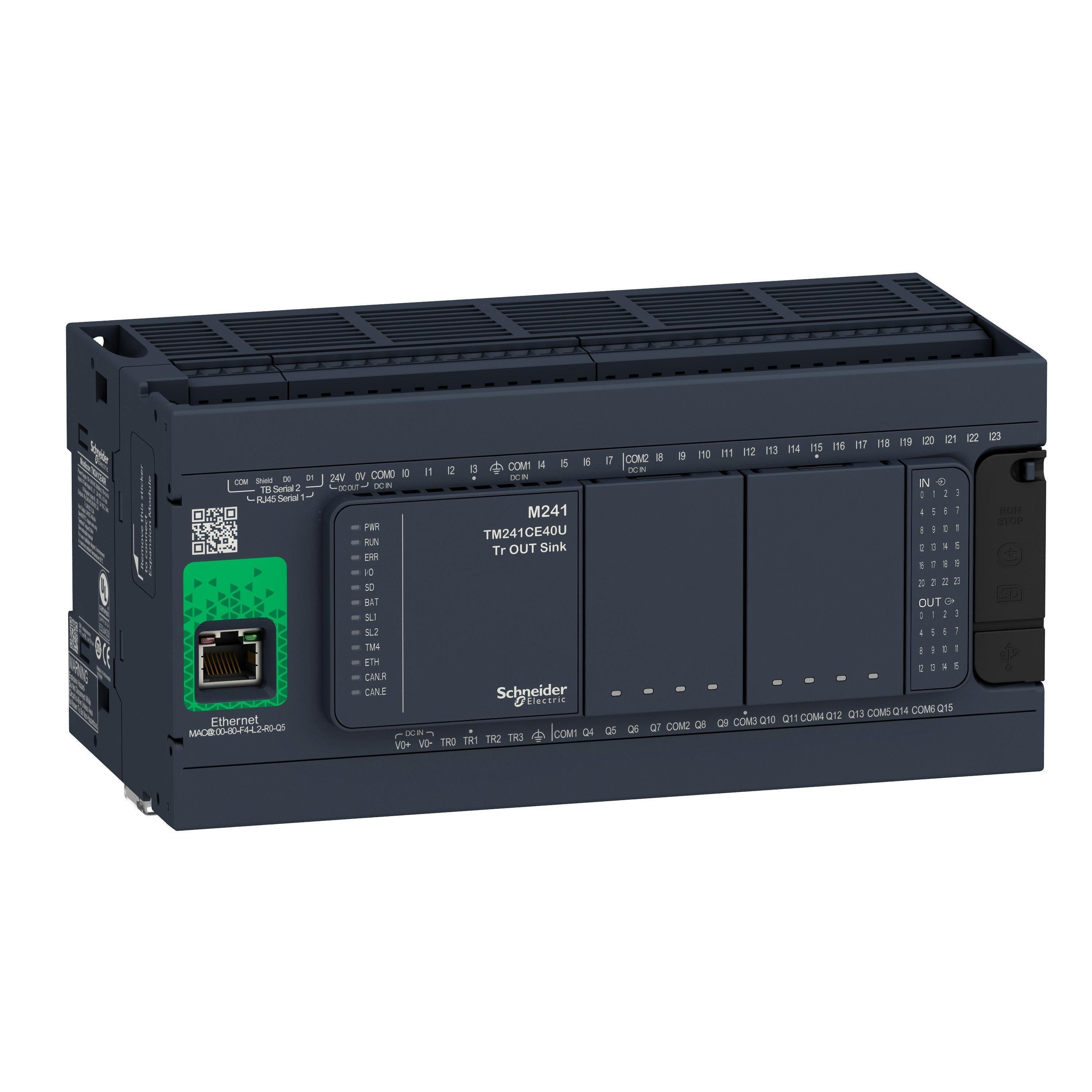 TM241CE40R - logic controller, Modicon M241, 40 IO, relay, Ethernet