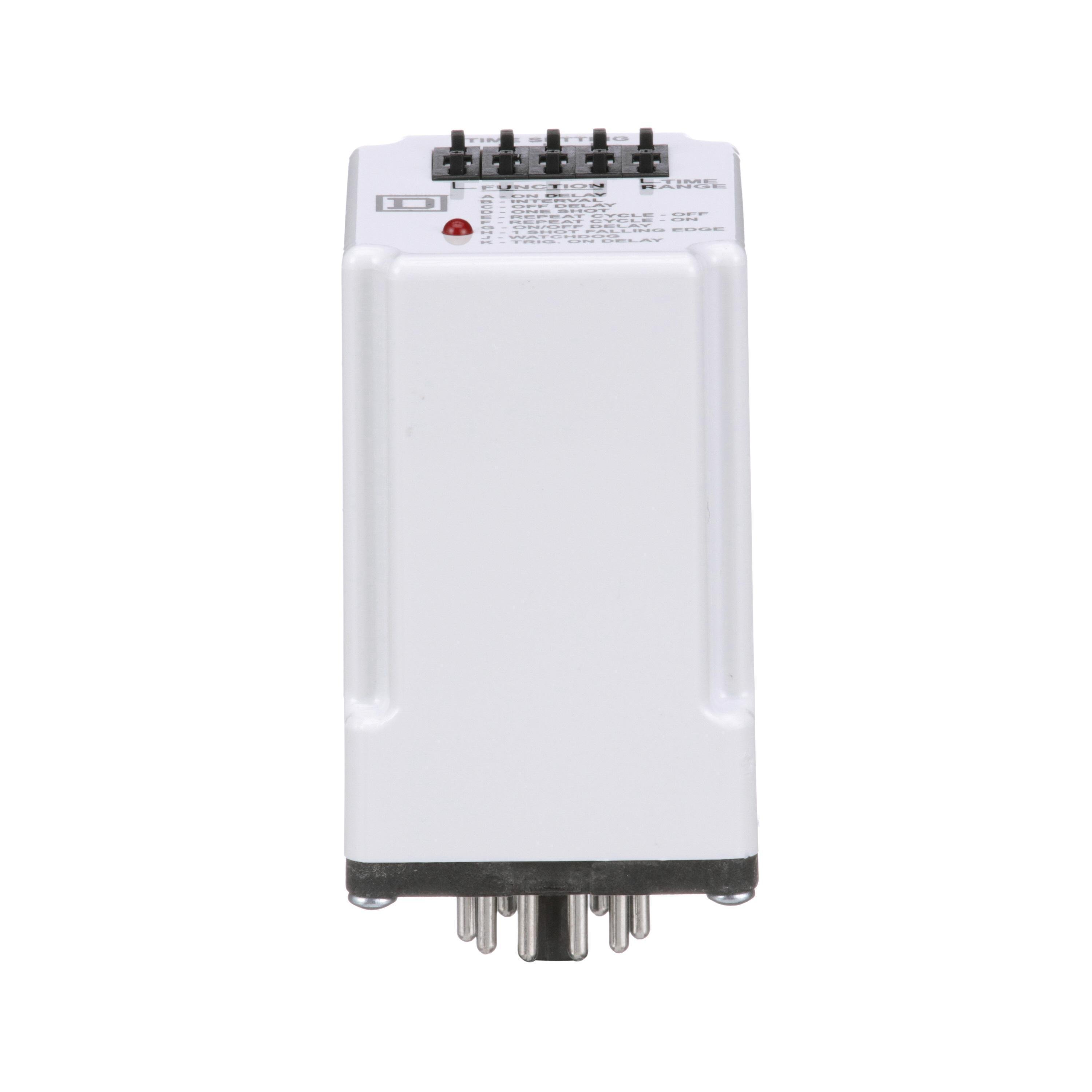 9050JCK70V20 - Timing Relay, Type JCK, plug In, multifunction, programmable, 0.5 second to 999 hours, 10A, 240 VAC, 120 VAC/110 VDC