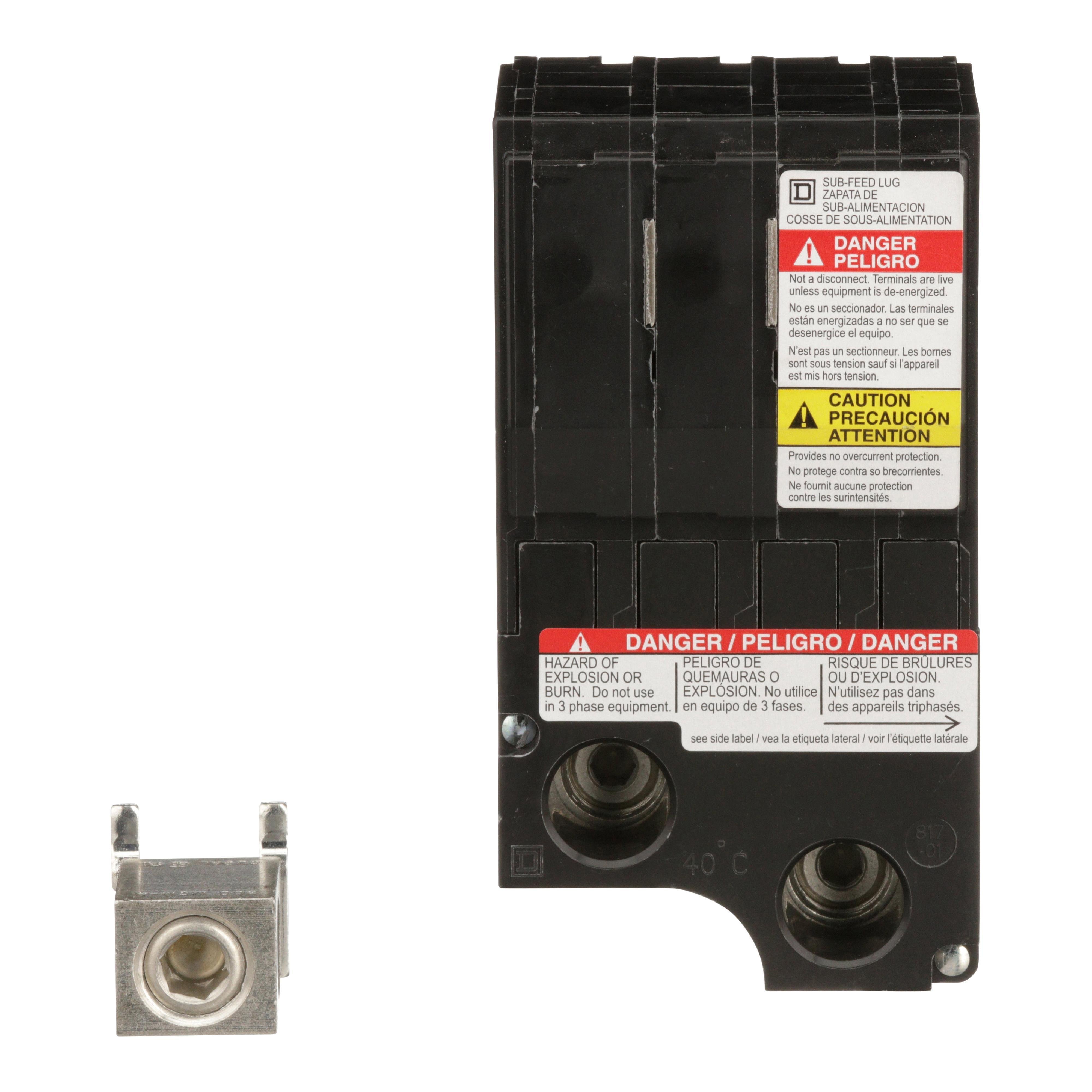 QO2225SL - Mini circuit breaker accessory, QO, lug kit, 225A, 2 pole, 2 spaces, subfeed