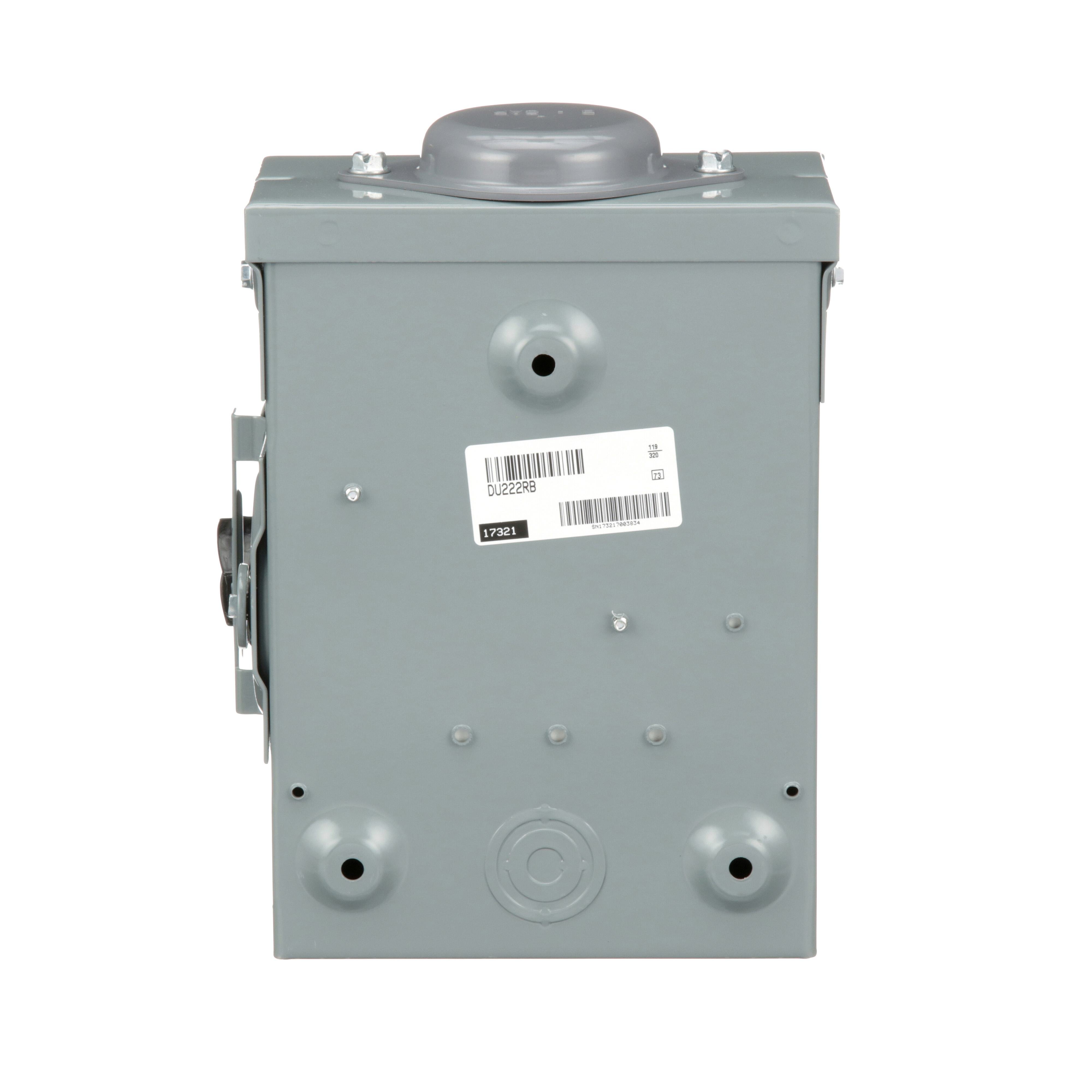 Picture of DU222RB - Safety switch, general duty, non fusible, 60A, 2 pole, 10hp, 240VAC, NEMA 3R, bolt on provision