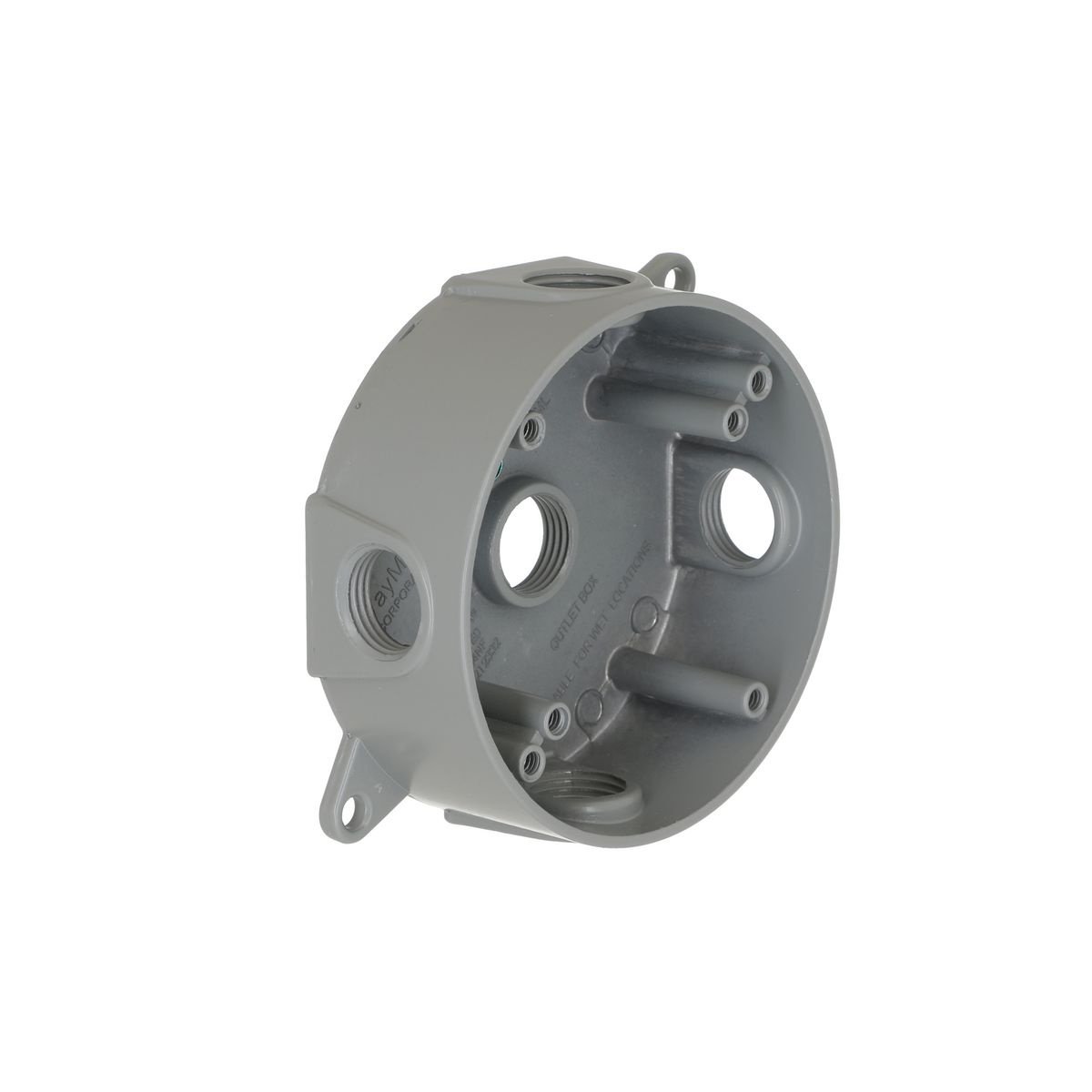 5361-0 - Round Weatherproof Box, Five 1/2 in. Threaded Outlets, Gray