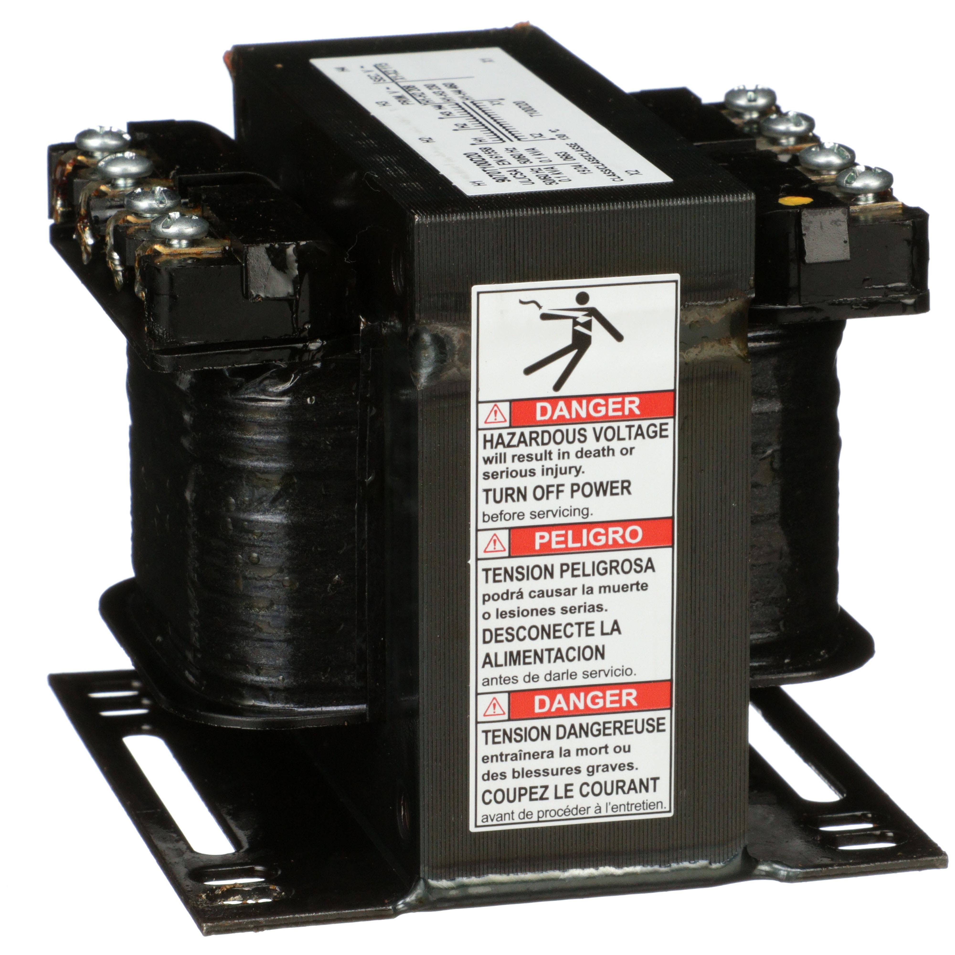 9070T100D20 - Transformer, Type T, industrial control, 100VA, 1 phase, 208/230/460V primary, 115V secondary, 55C rise