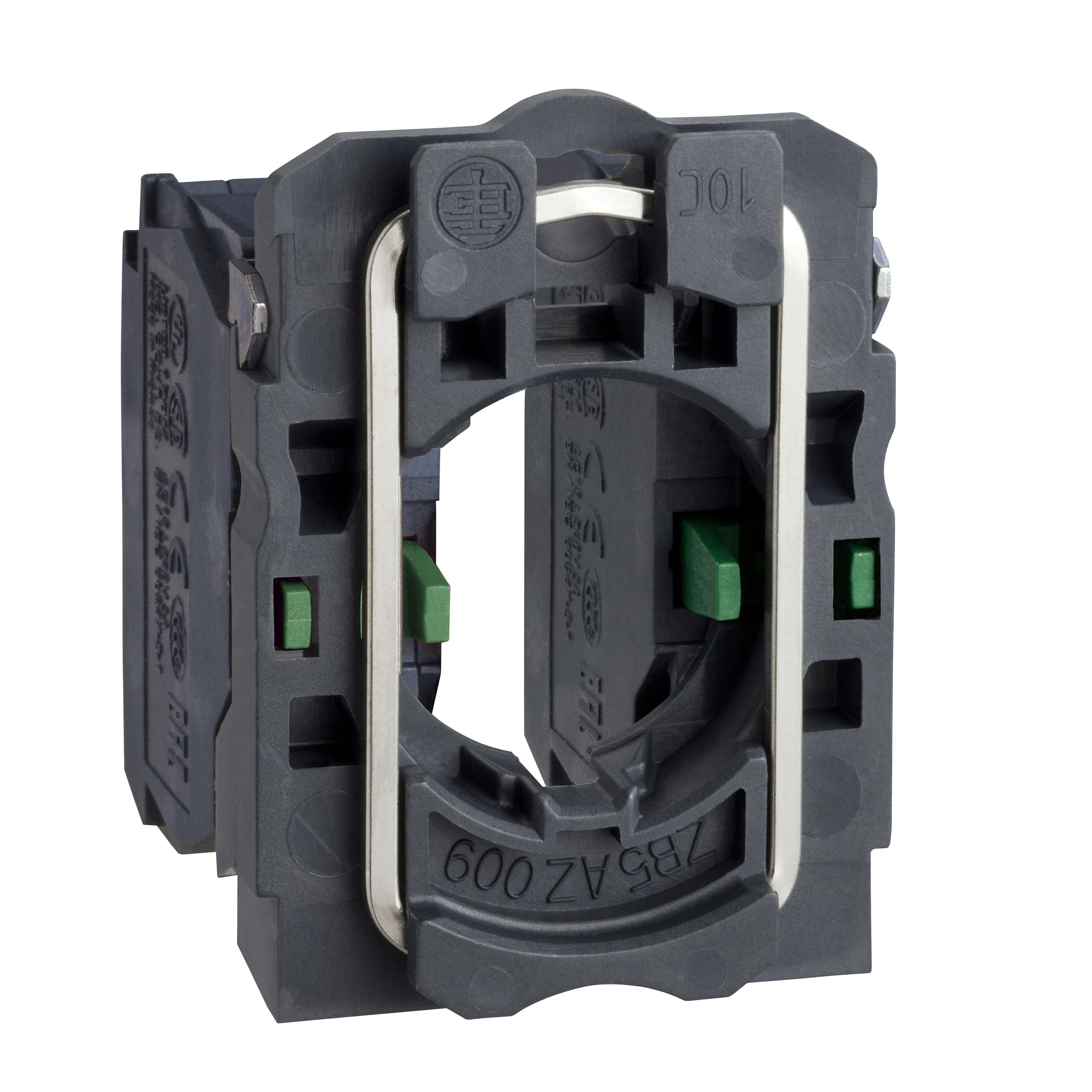 Picture of ZB5AZ103 - Single contact block with body fixing collar, Harmony XB5, plastic, screw clamp terminal, 2NO
