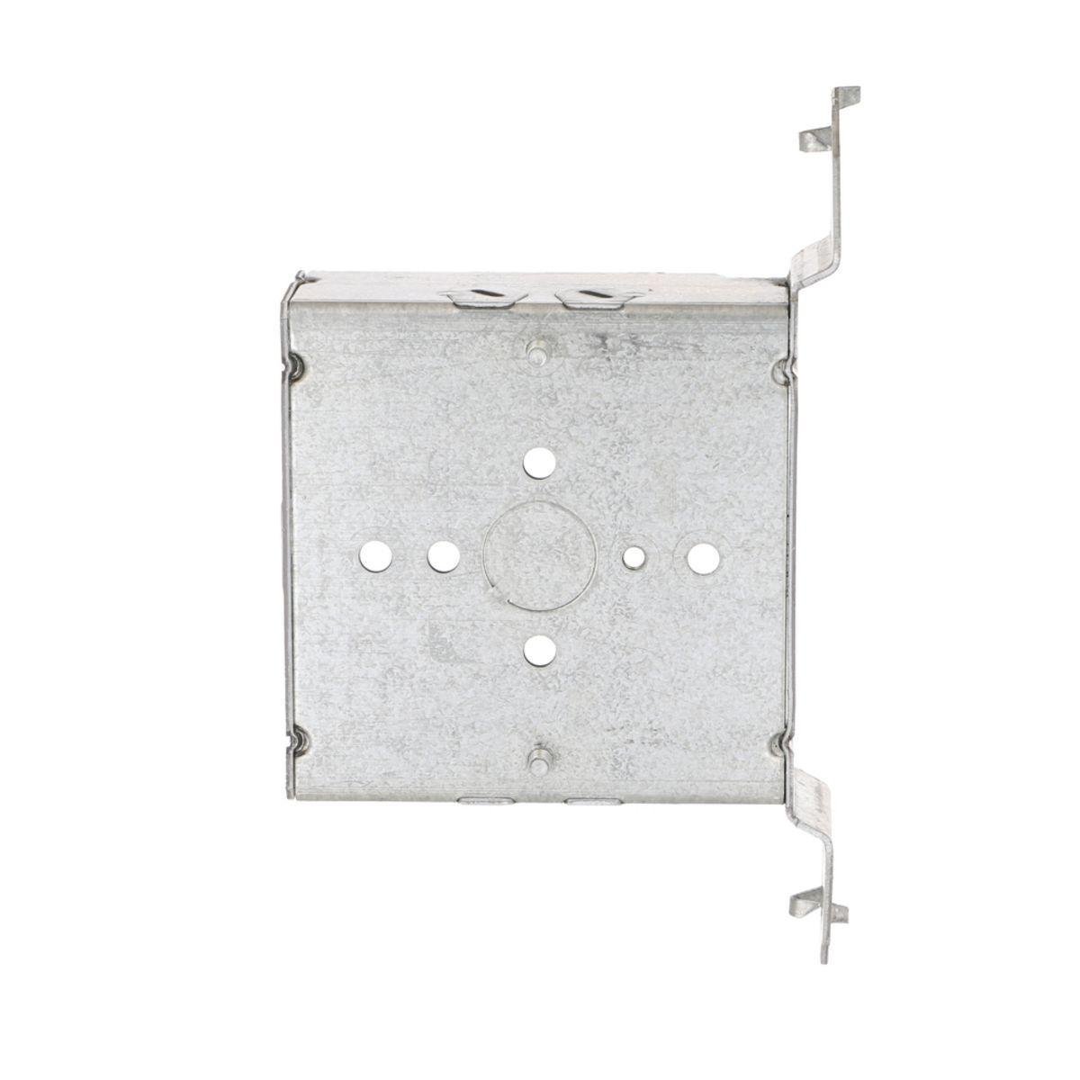 Picture of 218 - 4 in. Square Box, Welded, 1-1/2 in. Deep with AC/MC/Flex Clamps, Three 1/2 in. KO's and One TKO, UBS, FS Bracket, Flush