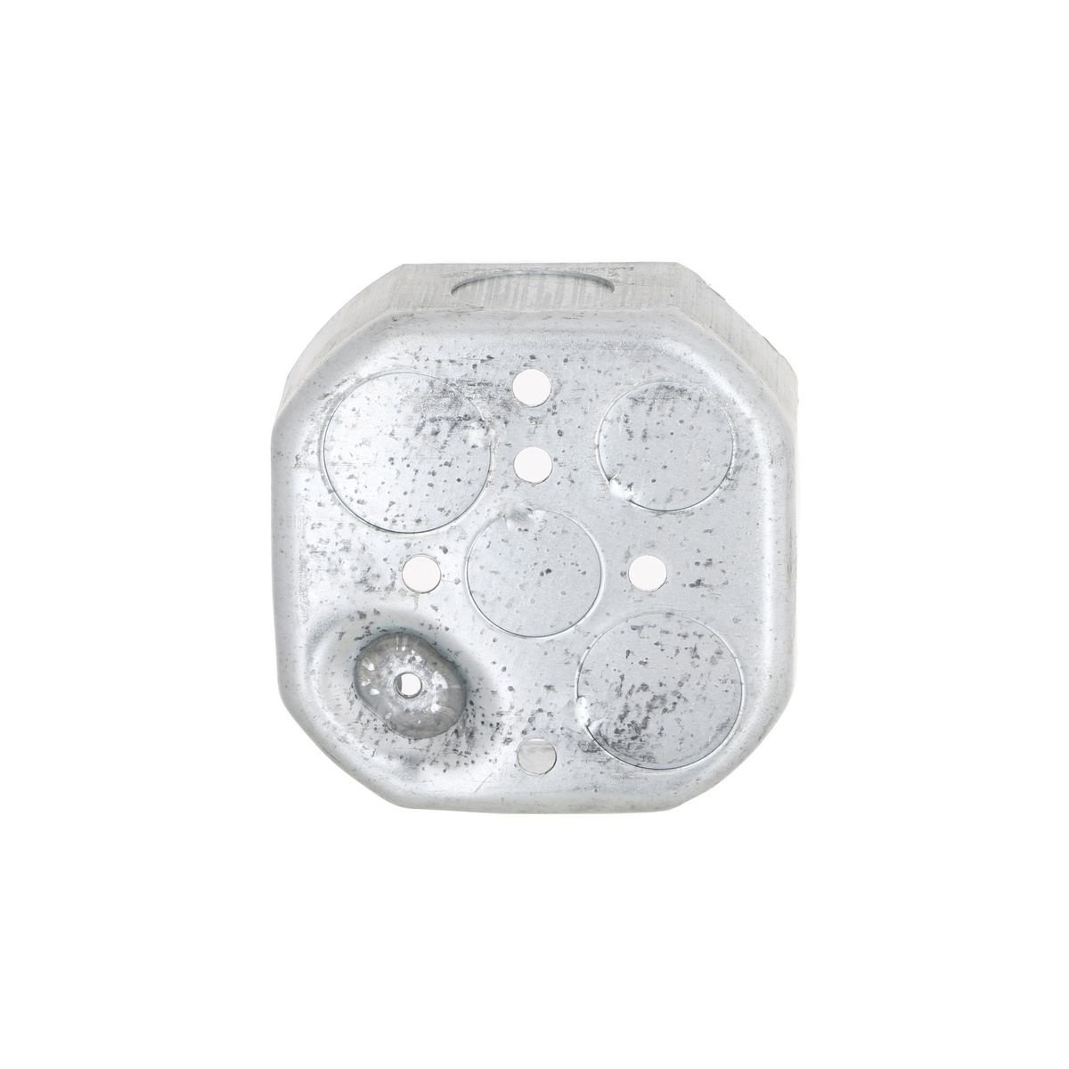 Picture of 127 - 4 in. Octagon Box, Drawn, 1-1/2 in. Deep, Four 1/2 & Four 3/4 in. KO's, Raised Ground