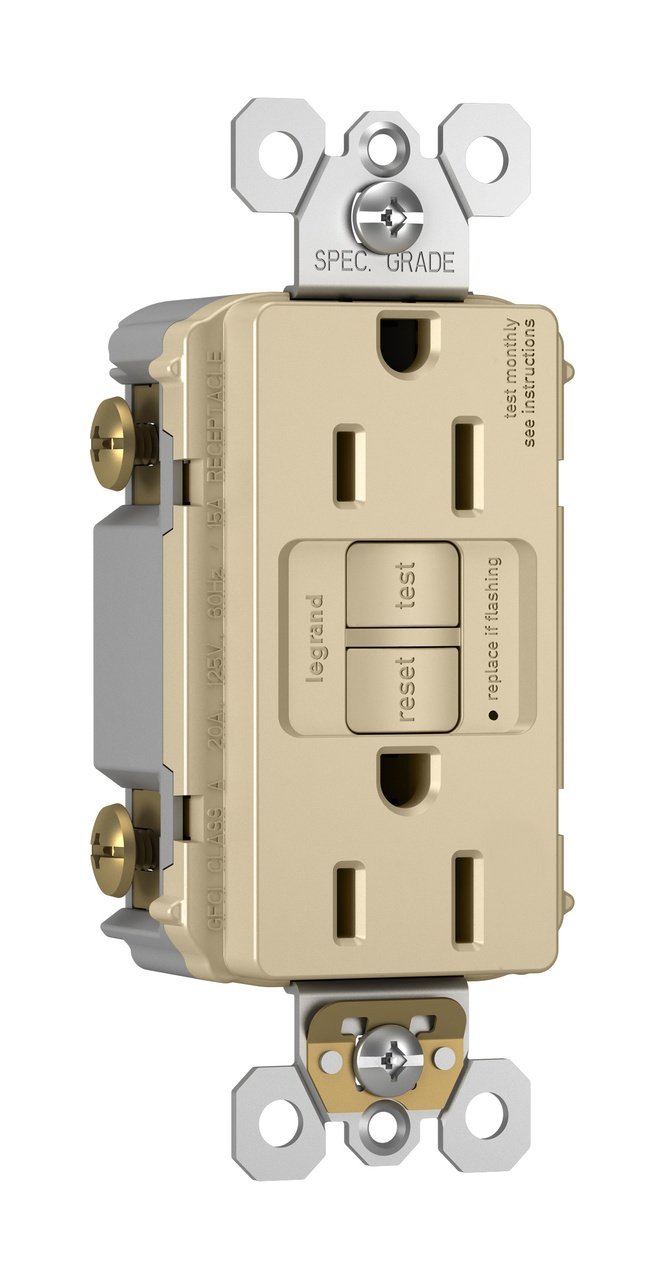 Picture of 1597-I - radiant® 15A Duplex Self-Test GFCI Receptacles with SafeLock® Protection, Ivory