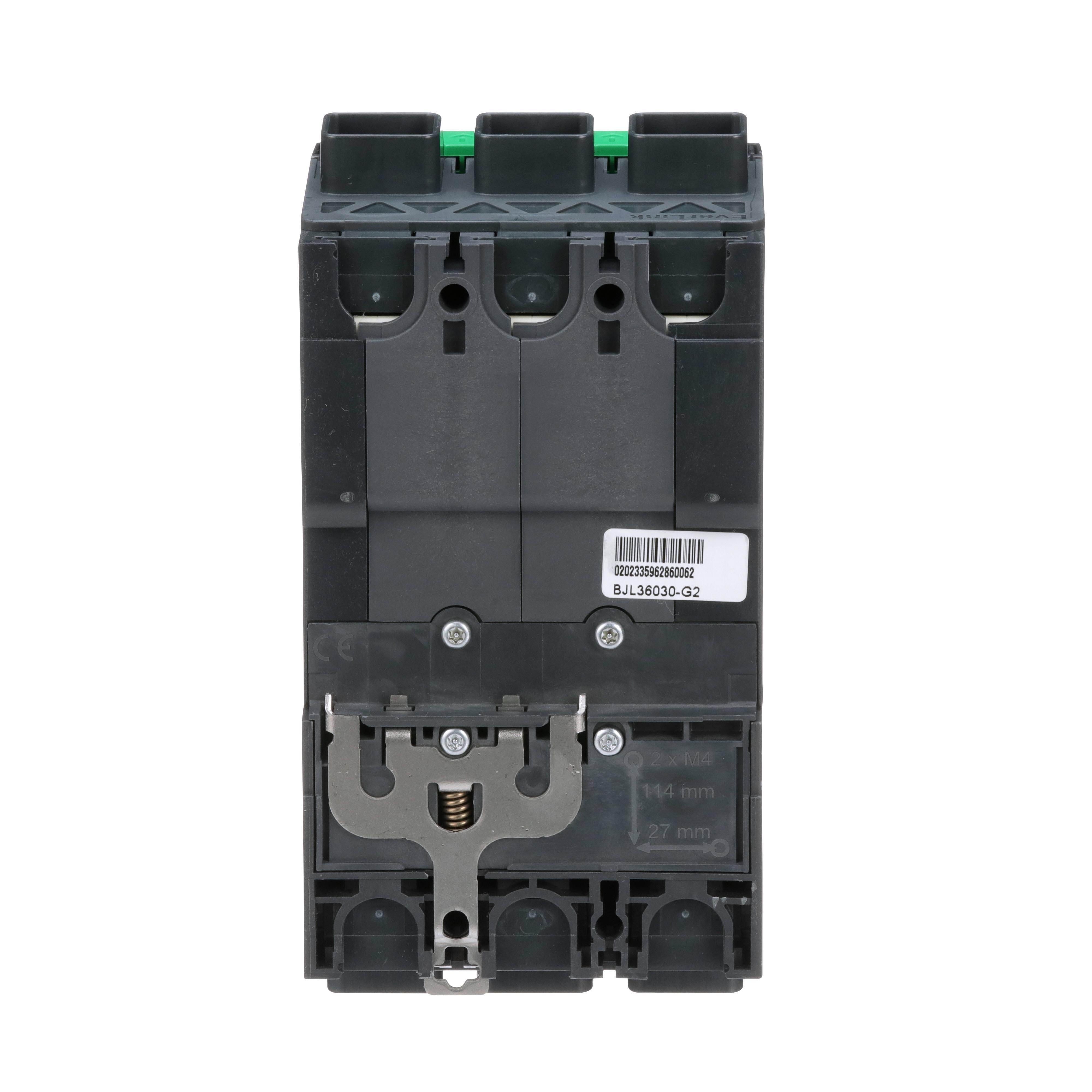 Picture of BJL36030 - Circuit breaker, PowerPacT B, 30A, 3 pole, 600Y/347VAC, 25kA, lugs, thermal magnetic, 80%