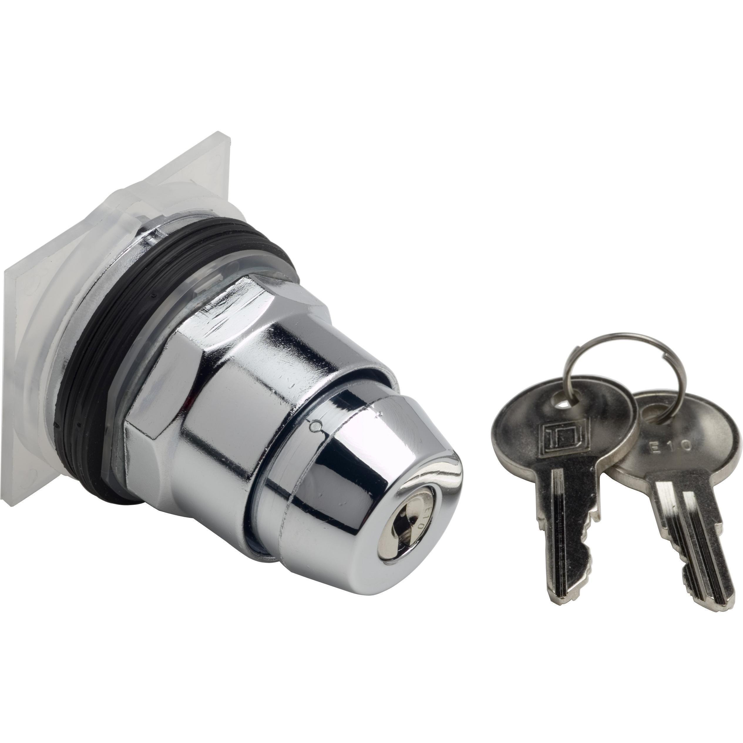 9001KS52K5 - Head for key selector switch, Harmony 9001K, metal, key switch, 30mm, key E10, 3 positions, return both sides to center