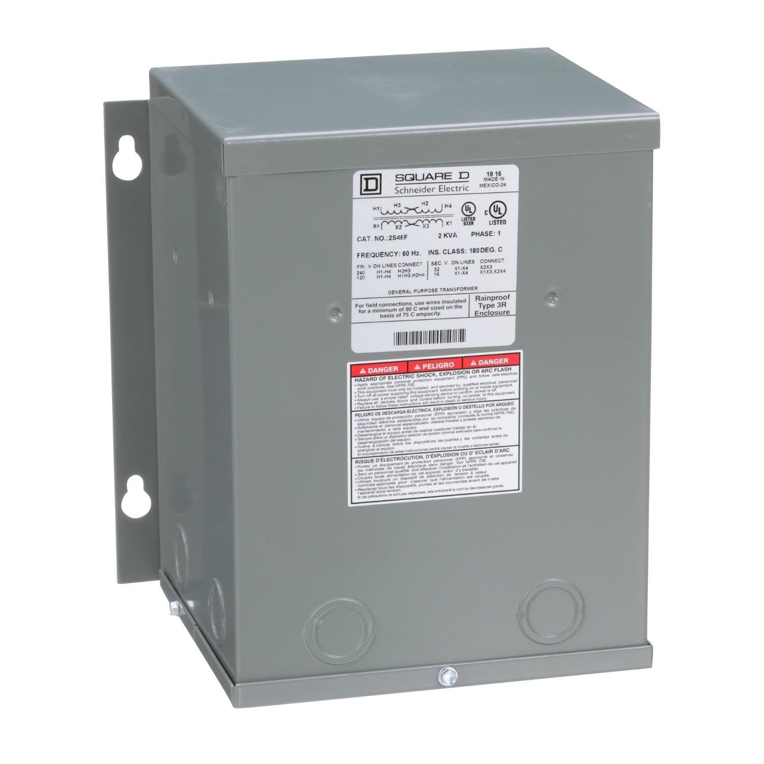 Picture of 2S46F - Transformer, buck boost, encapsulated, 2kVA, 1 phase, 120x240V primary, 16/32V secondary, NEMA 3R, 115C rise