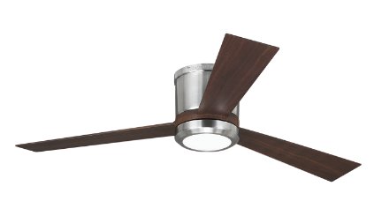3CLYR52BSD-V1 - Clarity 52 in. LED Indoor Brushed Steel Flush Mount Ceiling Fan with Teak Blades and Remote Control with Wall Face Plate