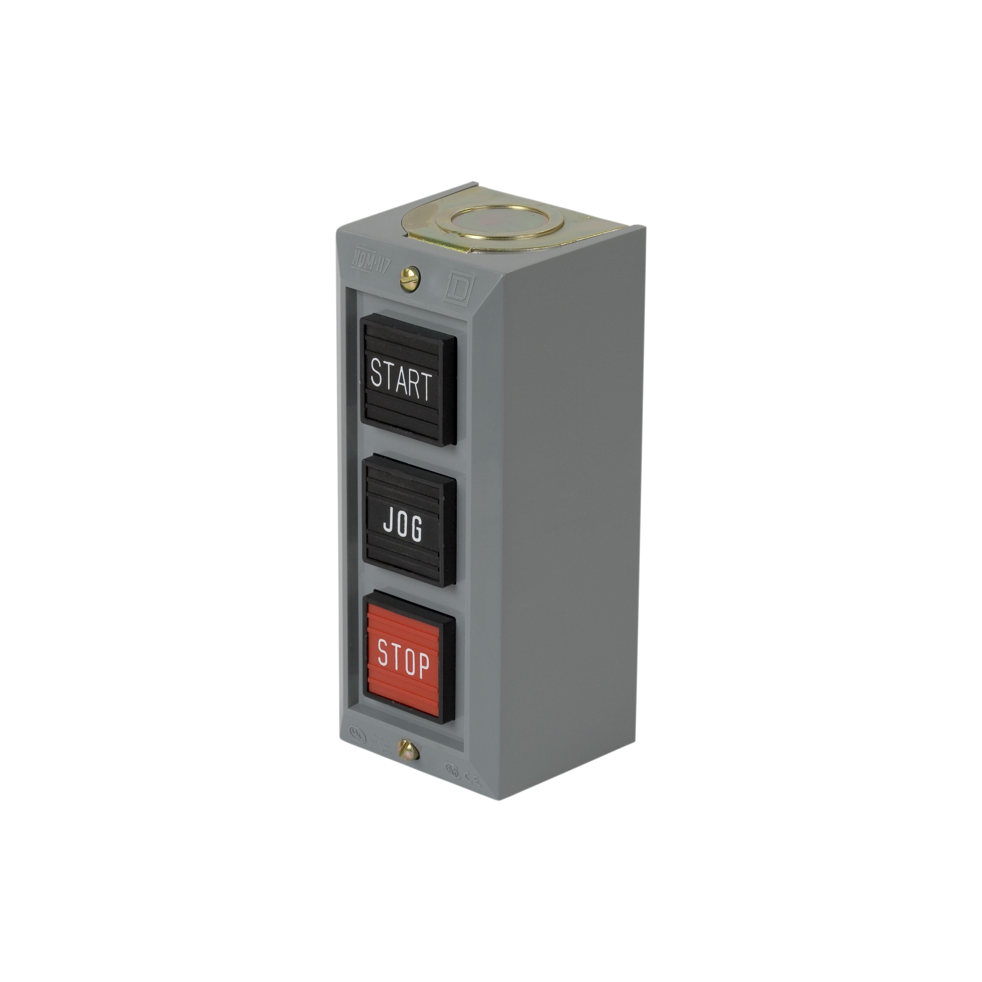 9001BG316 - Push button, Type B, standard duty control station, 5A, 600VAC, START/JOG/STOP, NEMA 1