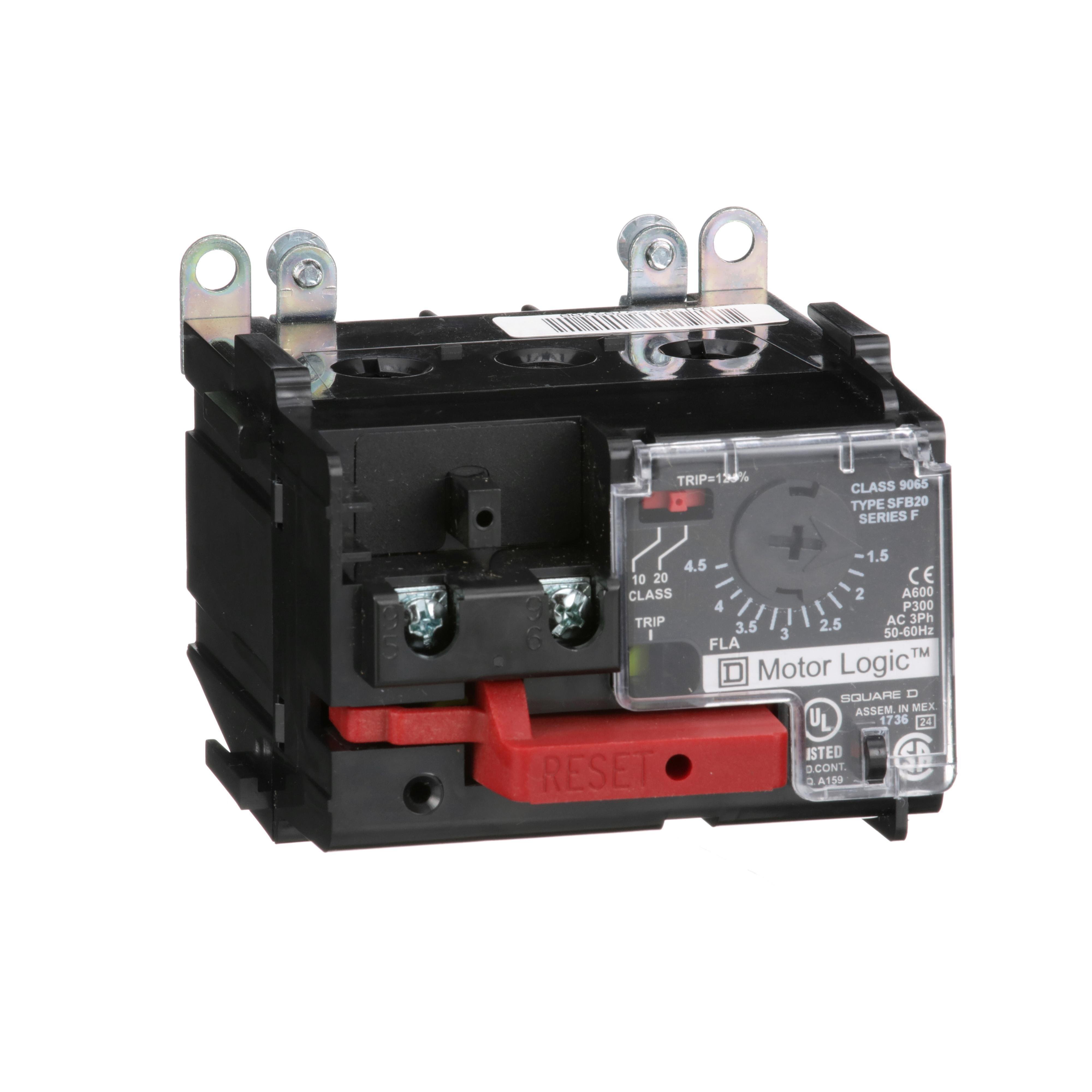 Picture of 9065SFB20 - Overload Relay, Motor Logic, solid state overload relay, NEMA Size 00, 3 pole, 1.5A to 4.5A, 600VAC, separate mount