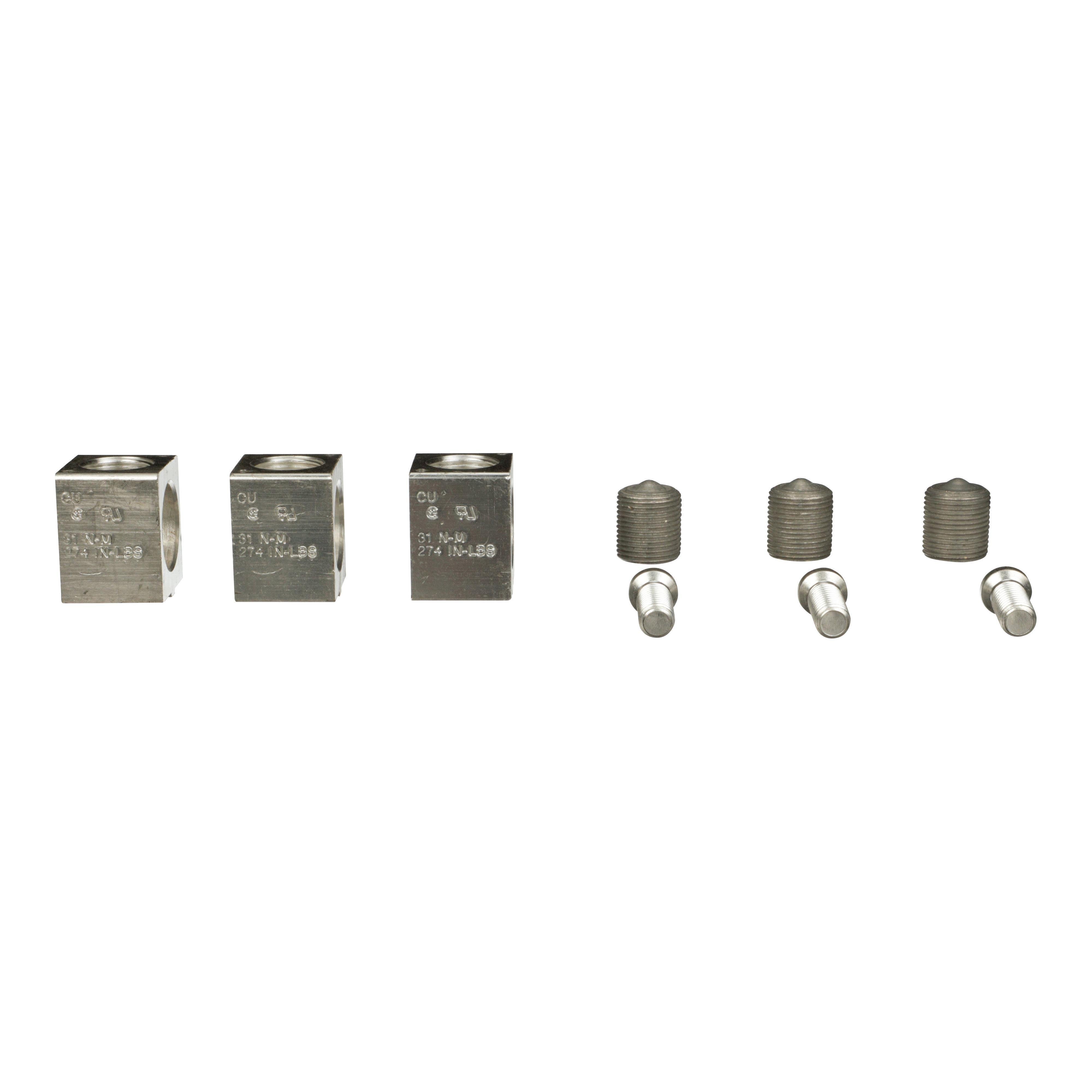 CU400L61K3 - Circuit breaker accessory, PowerPacT L, lug kit, mechanical, 250/400A, 2 AWG to 600kcmil, copper, qty 3