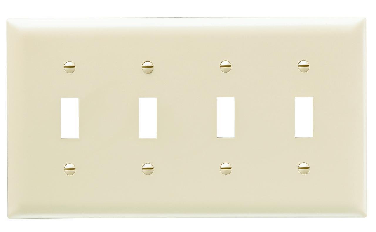 TP4-I - TradeMaster® 4-Gang Nylon Wall Plate, 4 Toggle Switch Openings, Ivory