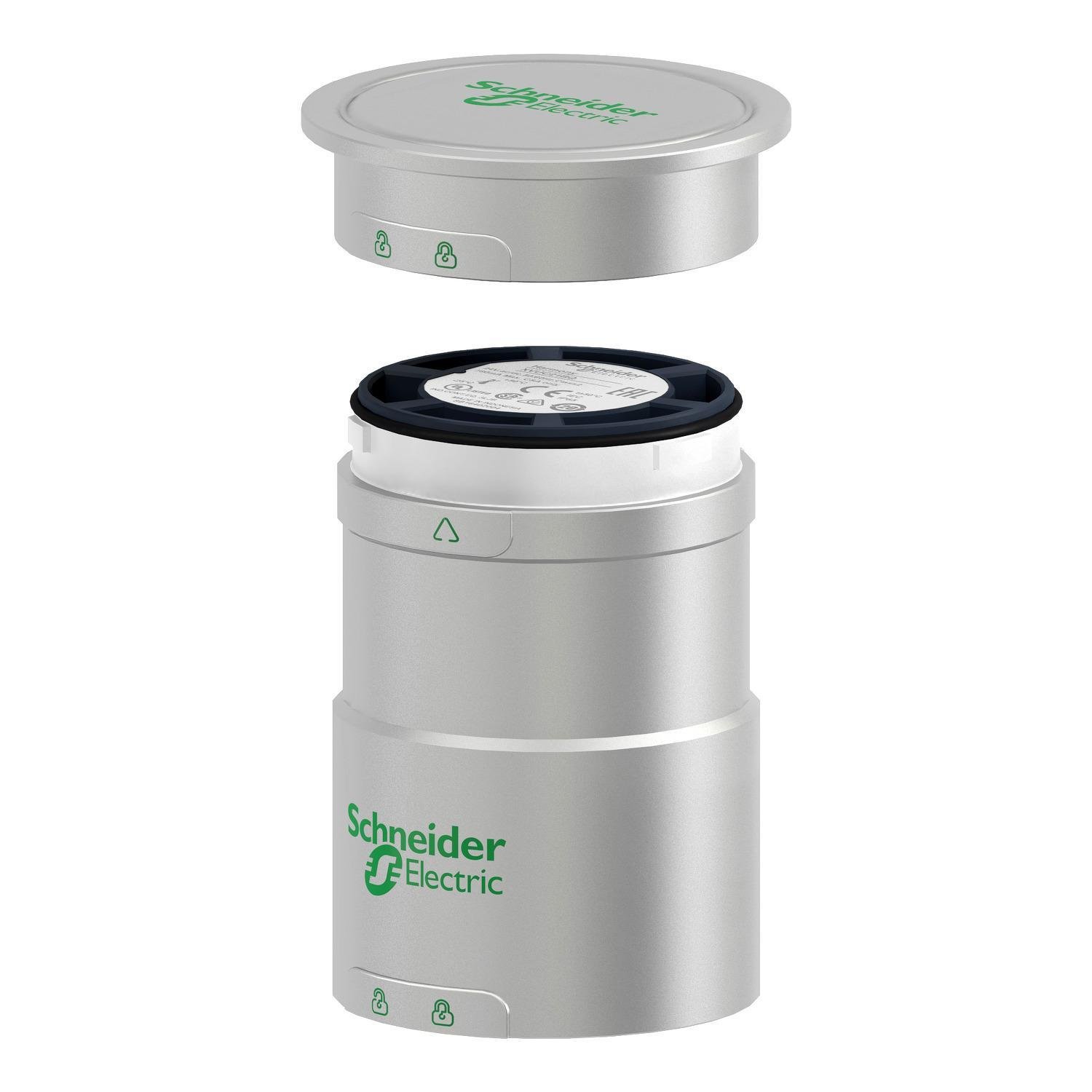 XVUC21BQ - Base unit with top cover for modular tower lights, Harmony XVU, silver, 60mm, 24V AC DC