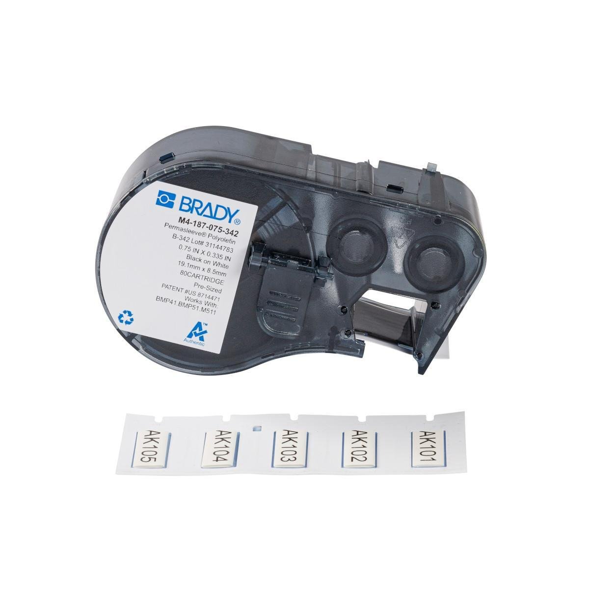 Picture of M4-187-075-342 - PermaSleeve Heat Shrink Labels with Ribbon for M4 M5 Printers - 0.187" Dia x 0.75", White