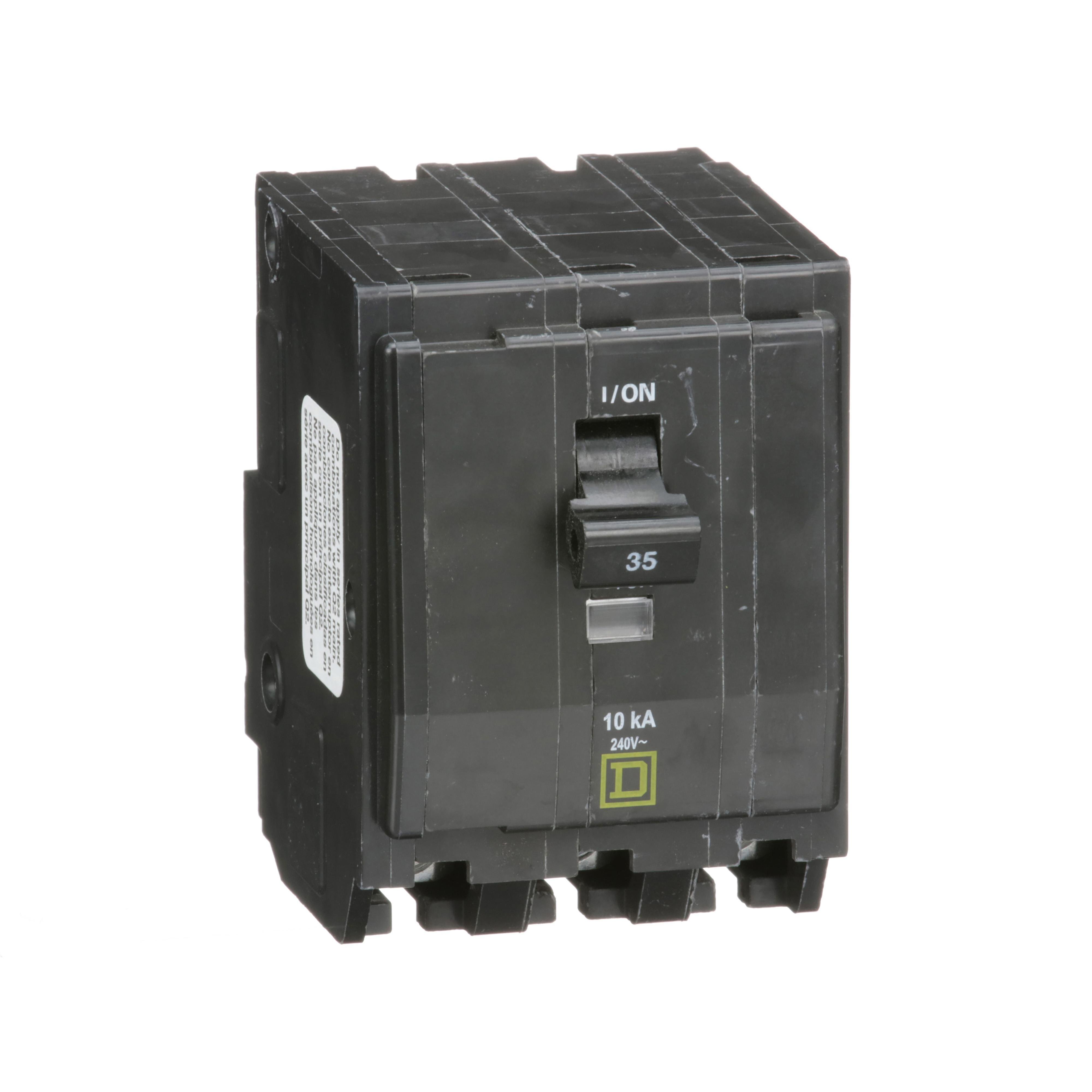 QO335 - Mini circuit breaker, QO, 35A, 3 pole, 120/240VAC, 10kA, plug in