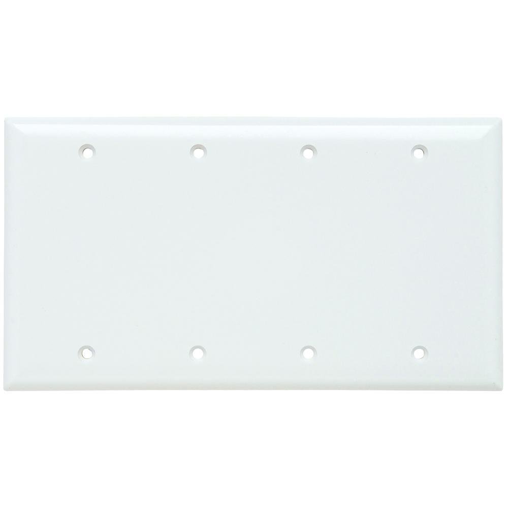 SP43-W - 4-Gang Thermoset Wall Plate, Blank, Box Mounted, White