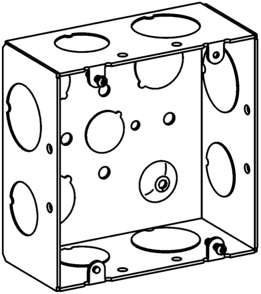 5SDB-75/100 - 2-1/8" DEEP, 4-11/16" SQUARE (5S) BOX WELDED WITH 3/4" & 1" KO
