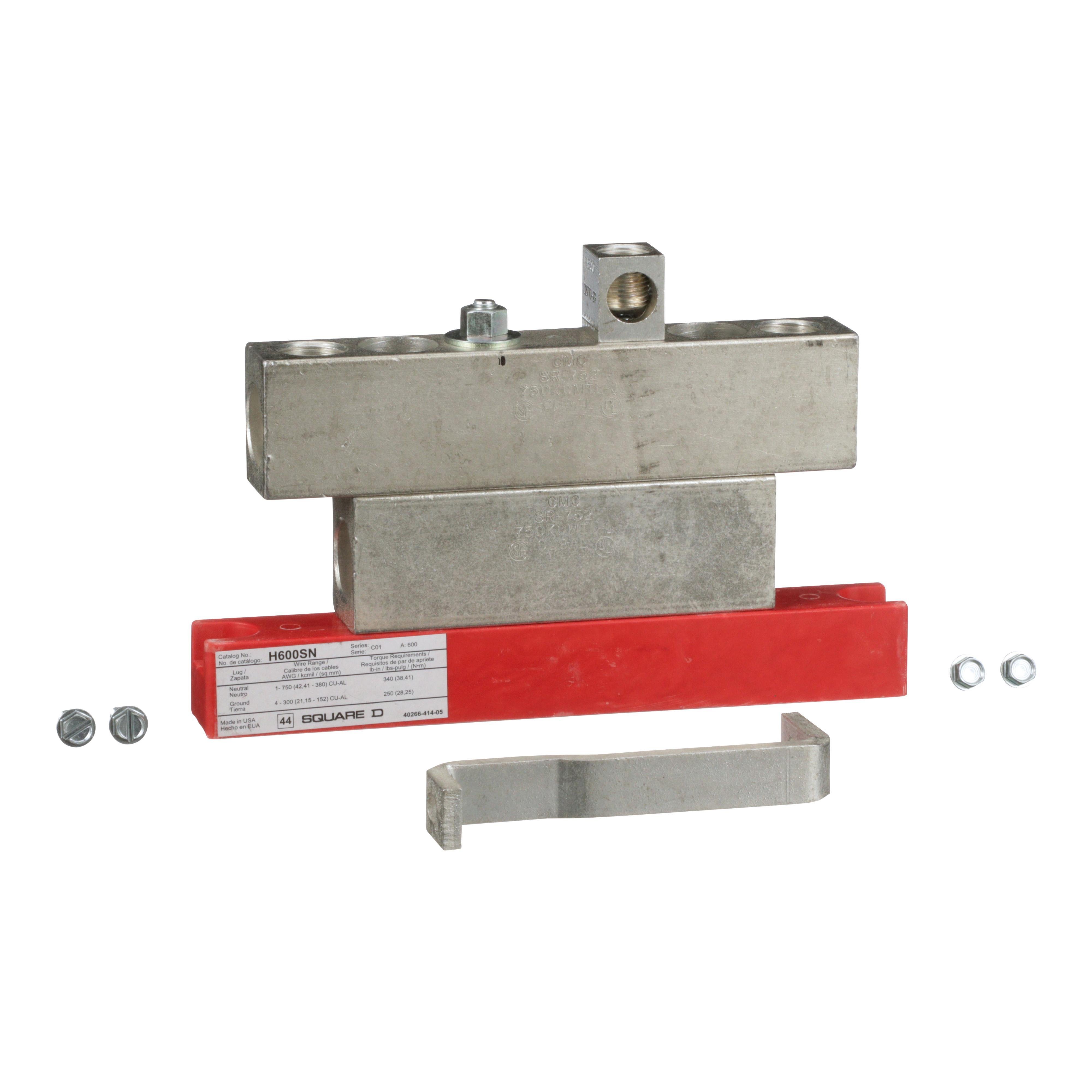 H600SN - Safey switch accessory, heavy duty, solid neutral assembly kit, E4-E5, 400A, 600A