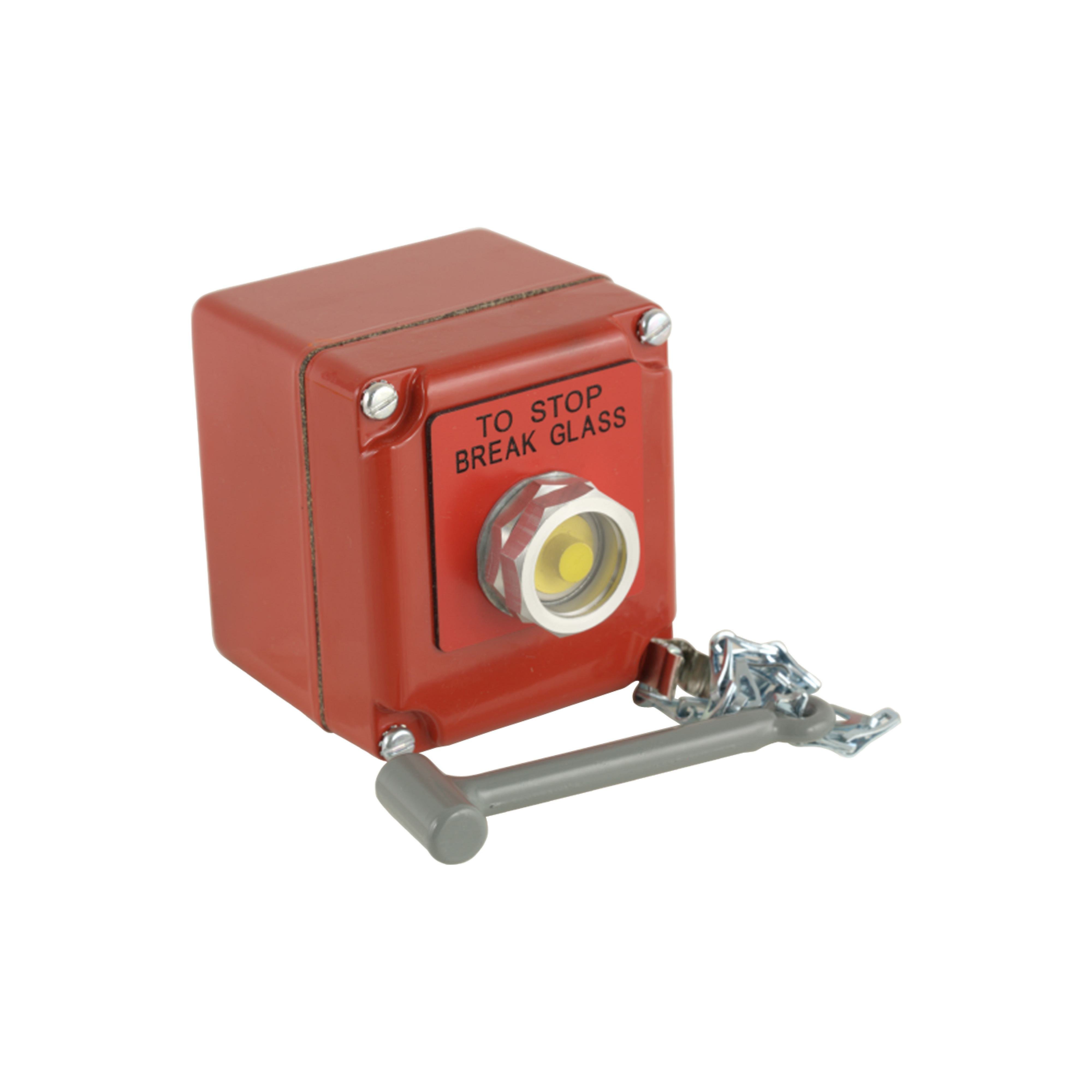 9001KYK117 - Complete control station, Harmony 9001K, 10A,  zinc, red, 1 push button 1NO + 1NC STOP BREAK GLASS, NEMA 3 4 13