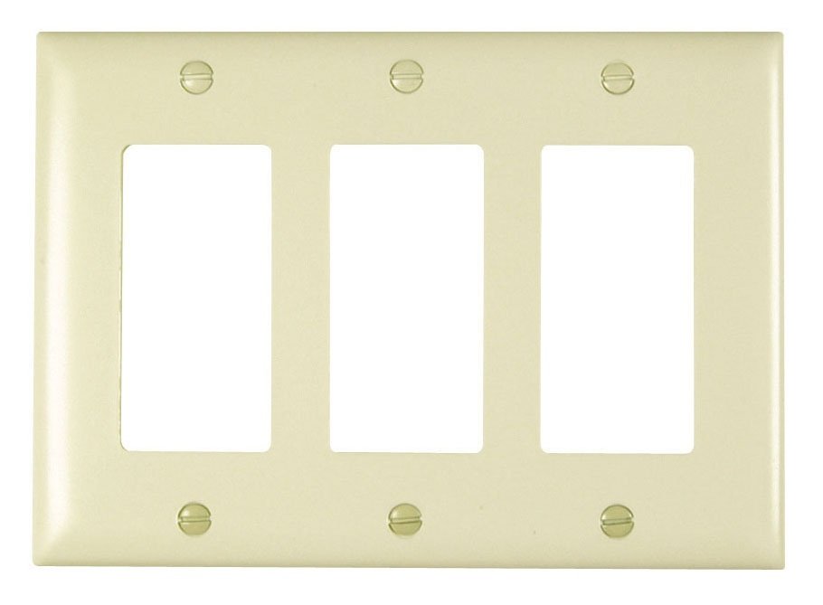 TP263-LA - TradeMaster® 3-Gang Nylon Wall Plate, 3 Decorator Openings, Light Almond