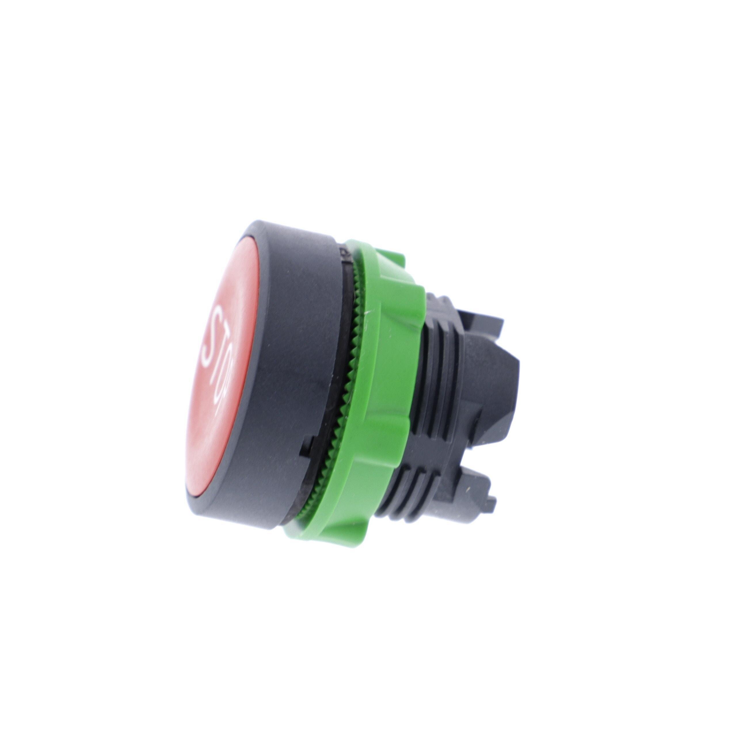 Picture of ZB5AA434 - Head for non illuminated push button, Harmony XB5, plastic, flush, red, 22mm, spring return, marked STOP