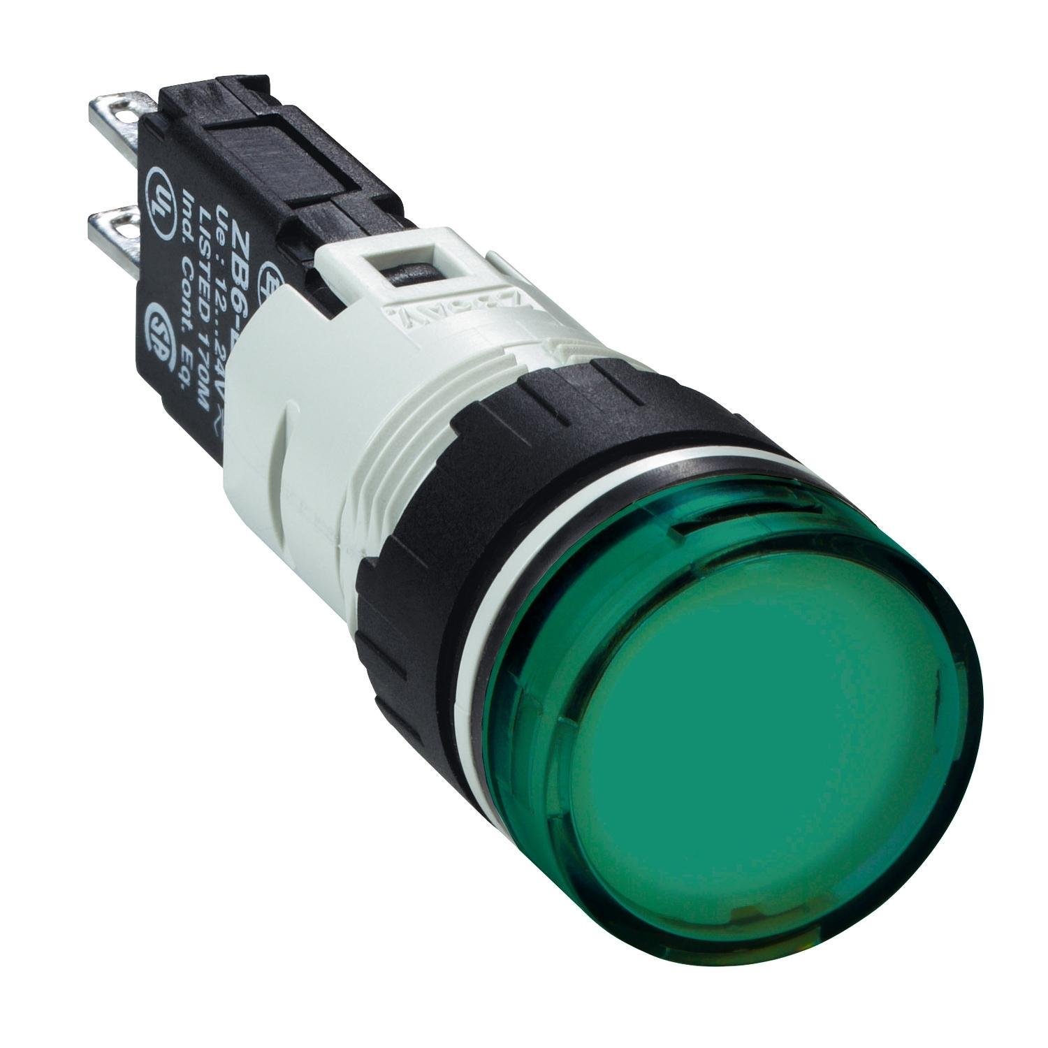 Picture of XB6AV3BB - Complete pilot light, Harmony XB6, round green, plastic, 16mm, integral LED 12...24V