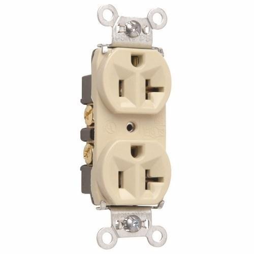 5362-I - 20A 125V Hard Use Spec-Grade Duplex Receptacle, Back and Side Wire, Ivory