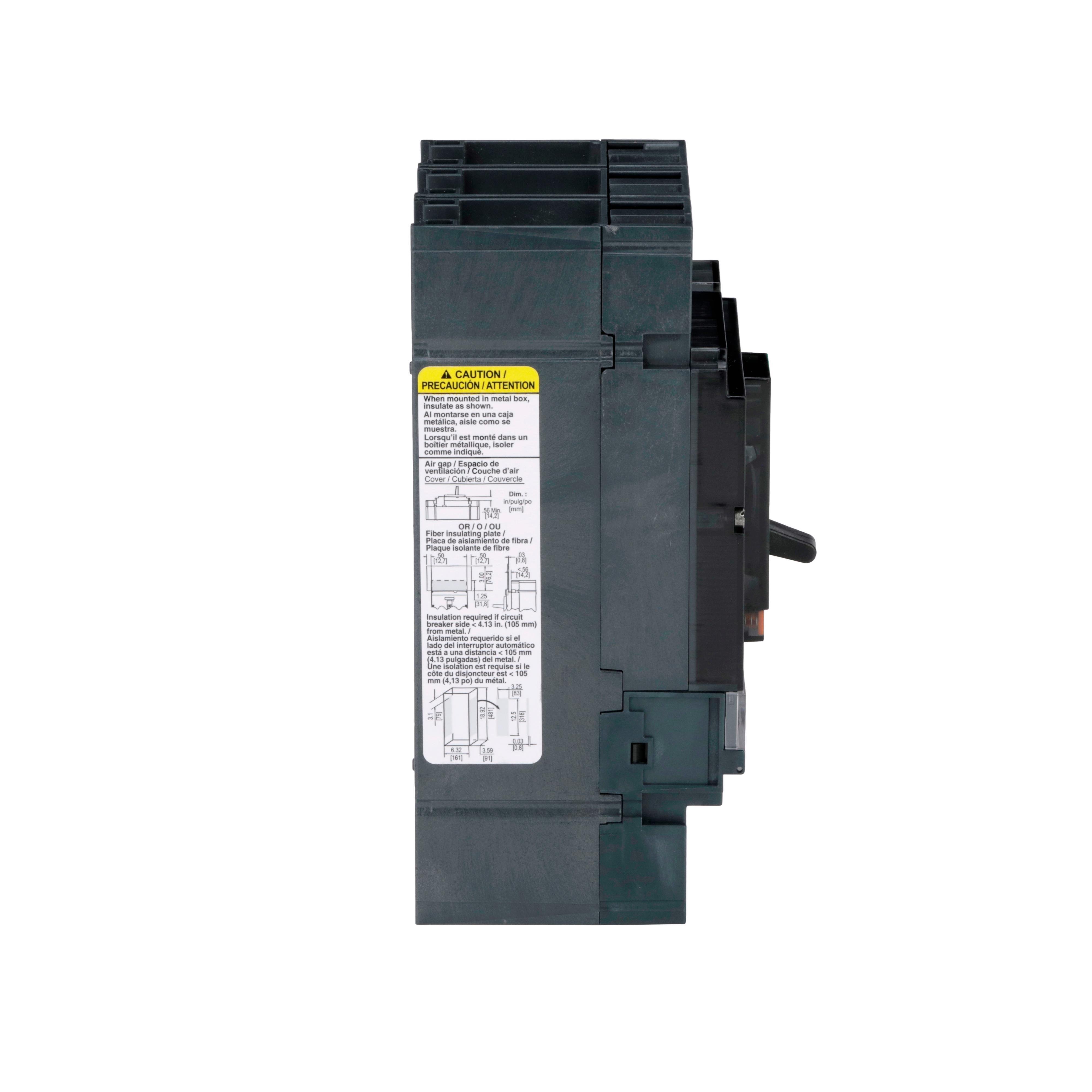 Picture of JDL36250U33X - Circuit breaker, PowerPacT J, 250A, 3 pole, 600VAC, 14kA, lugs, Micrologic 3.2S, 80%